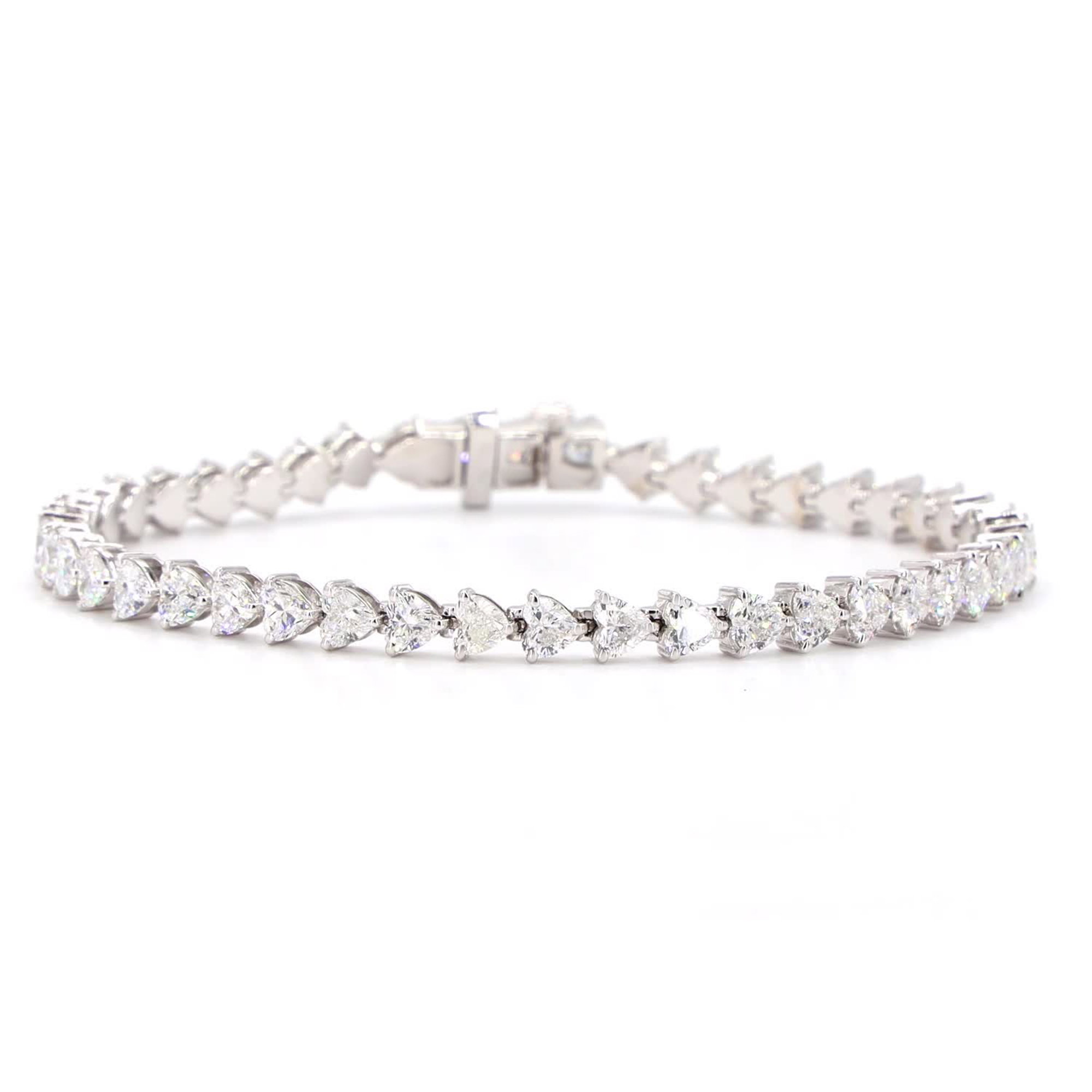 Heart Cut Lab Grown Diamond Bracelet In 14K White Gold