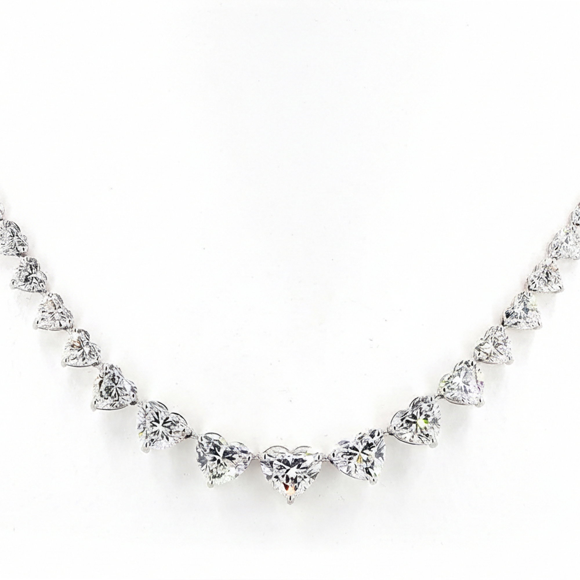 Heart Lab Grown Diamond Graduated Tennis Necklace In 14K White Gold