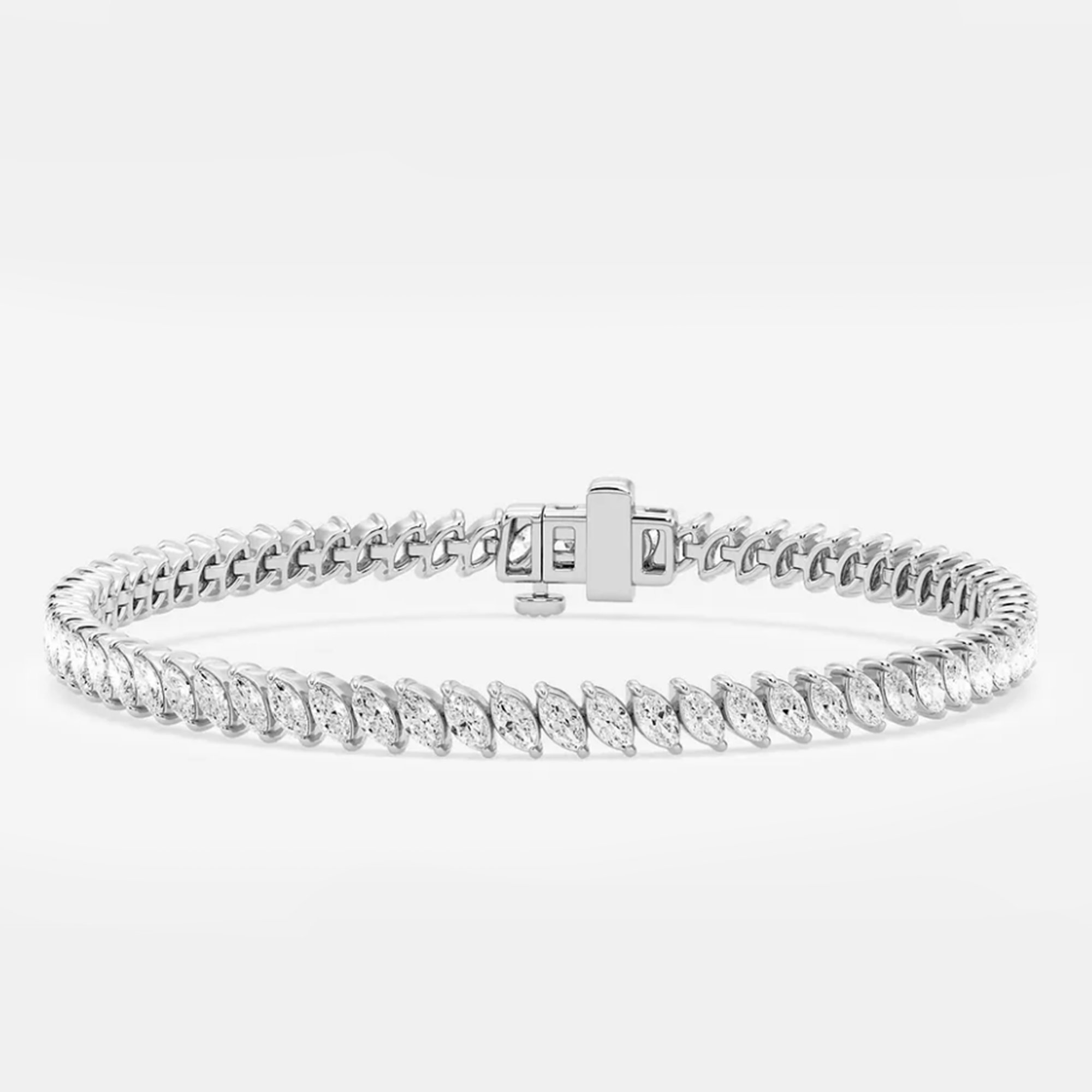 Marquise Cut Lab Grown Diamond Tennis Bracelet In 14K White Gold