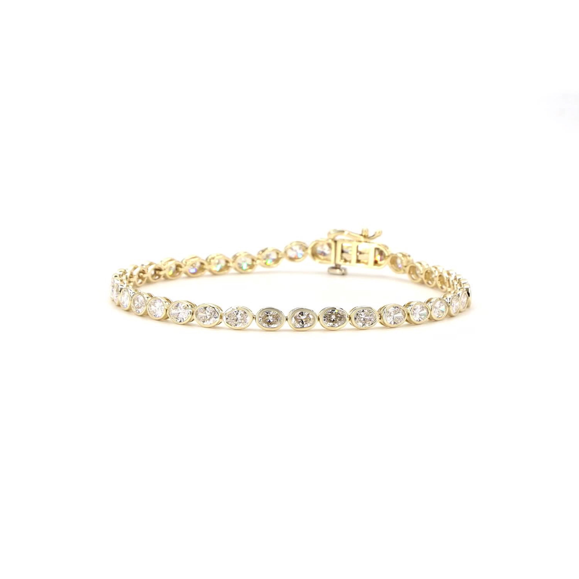 Oval Cut Lab Grown Diamond East -West Bracelet In 14K Yellow Gold