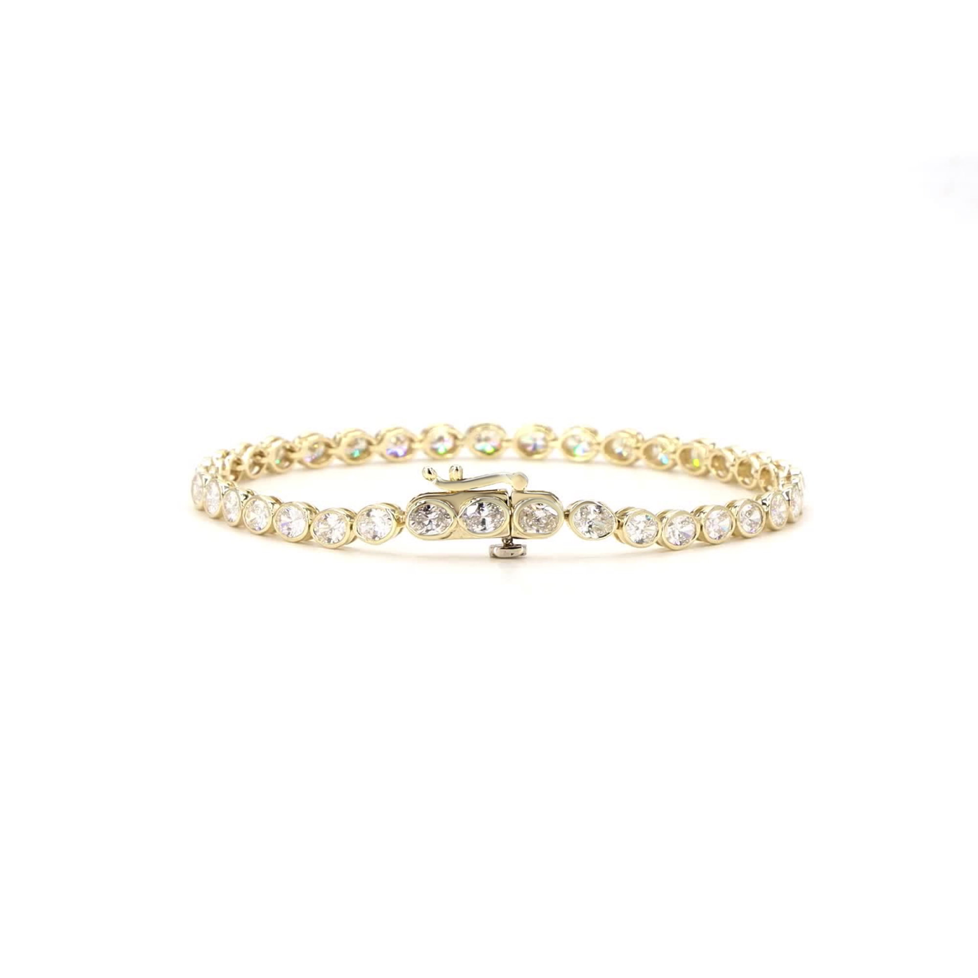 Oval Cut Lab Grown Diamond East -West Bracelet In 14K Yellow Gold