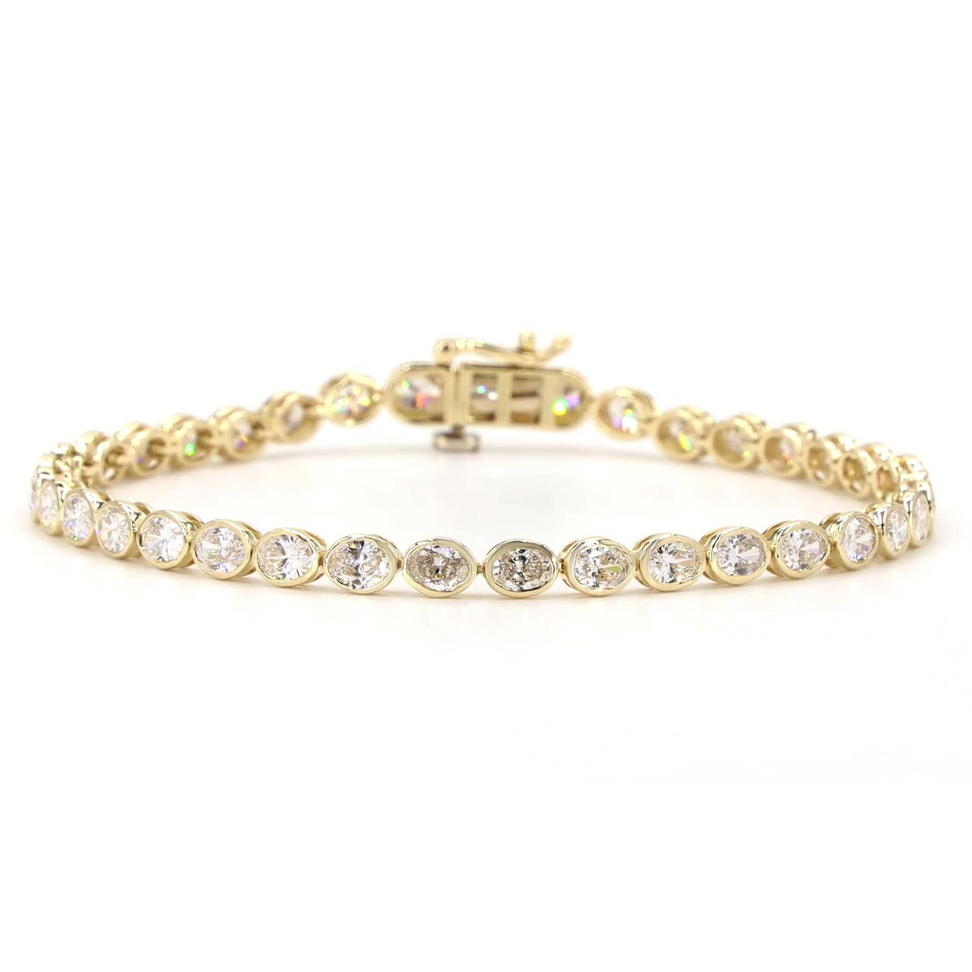 Oval Cut Lab Grown Diamond East -West Bracelet In 14K Yellow Gold