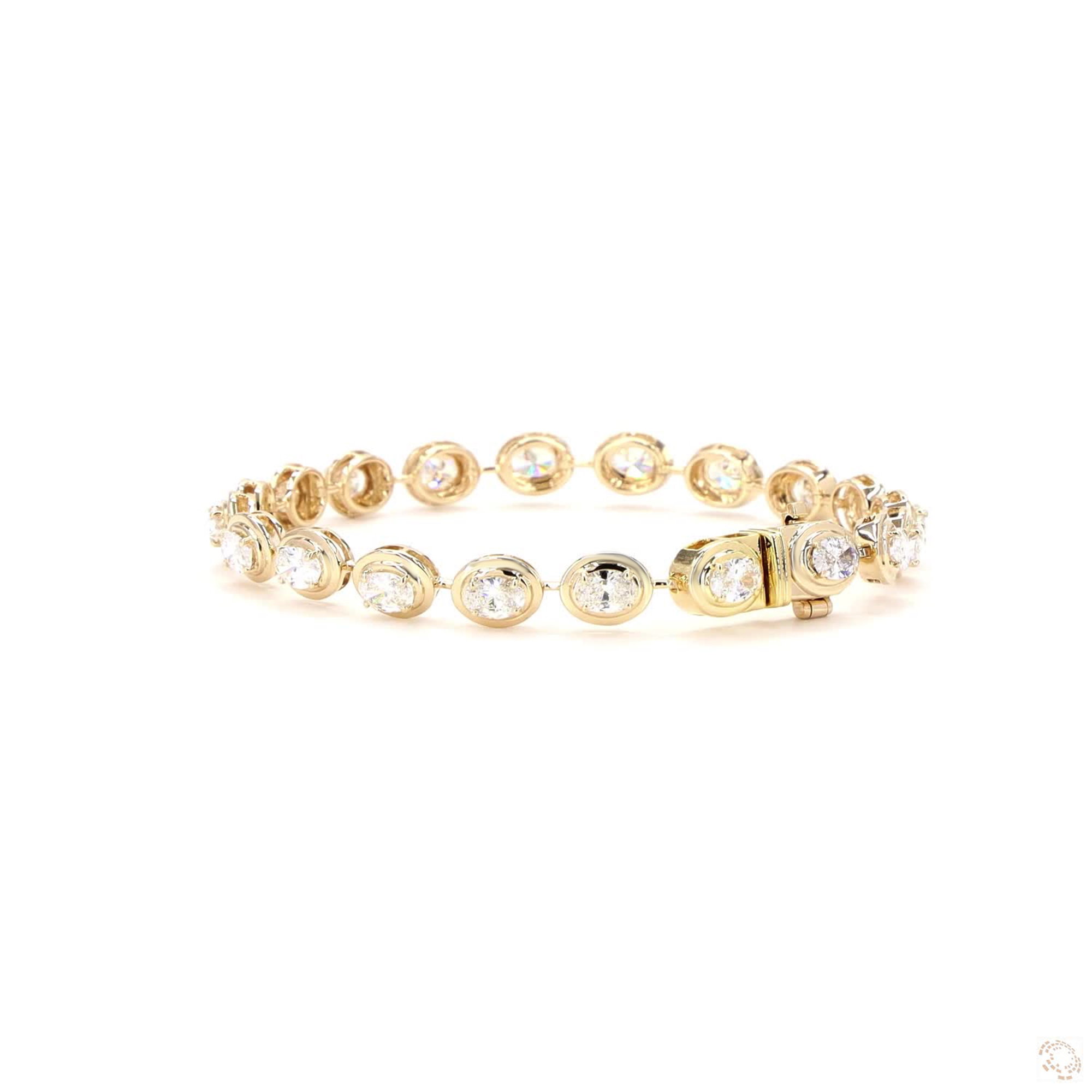 Oval Lab Grown Diamond Double Bezel Bracelet In 14K Yellow Gold