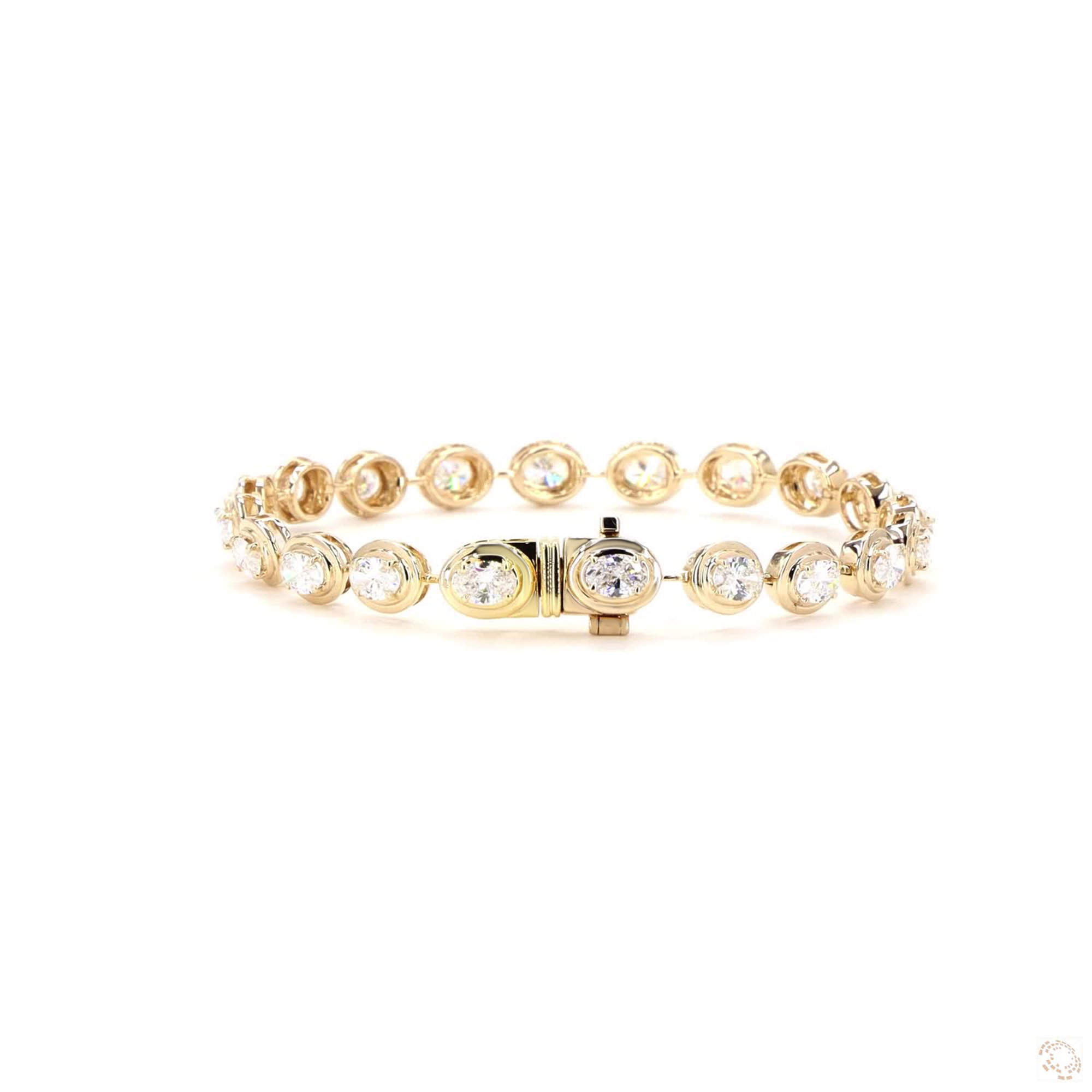 Oval Lab Grown Diamond Double Bezel Bracelet In 14K Yellow Gold