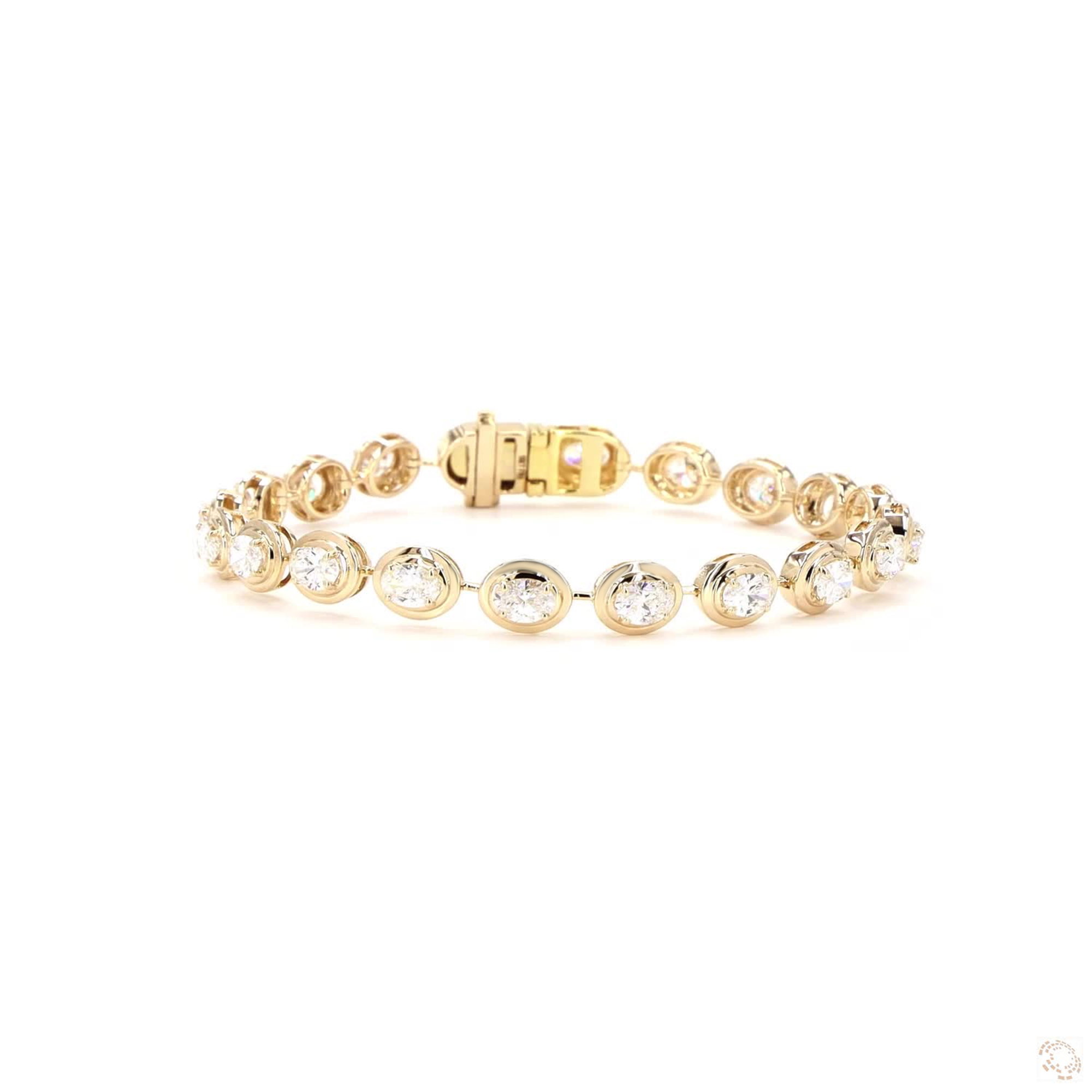 Oval Lab Grown Diamond Double Bezel Bracelet In 14K Yellow Gold