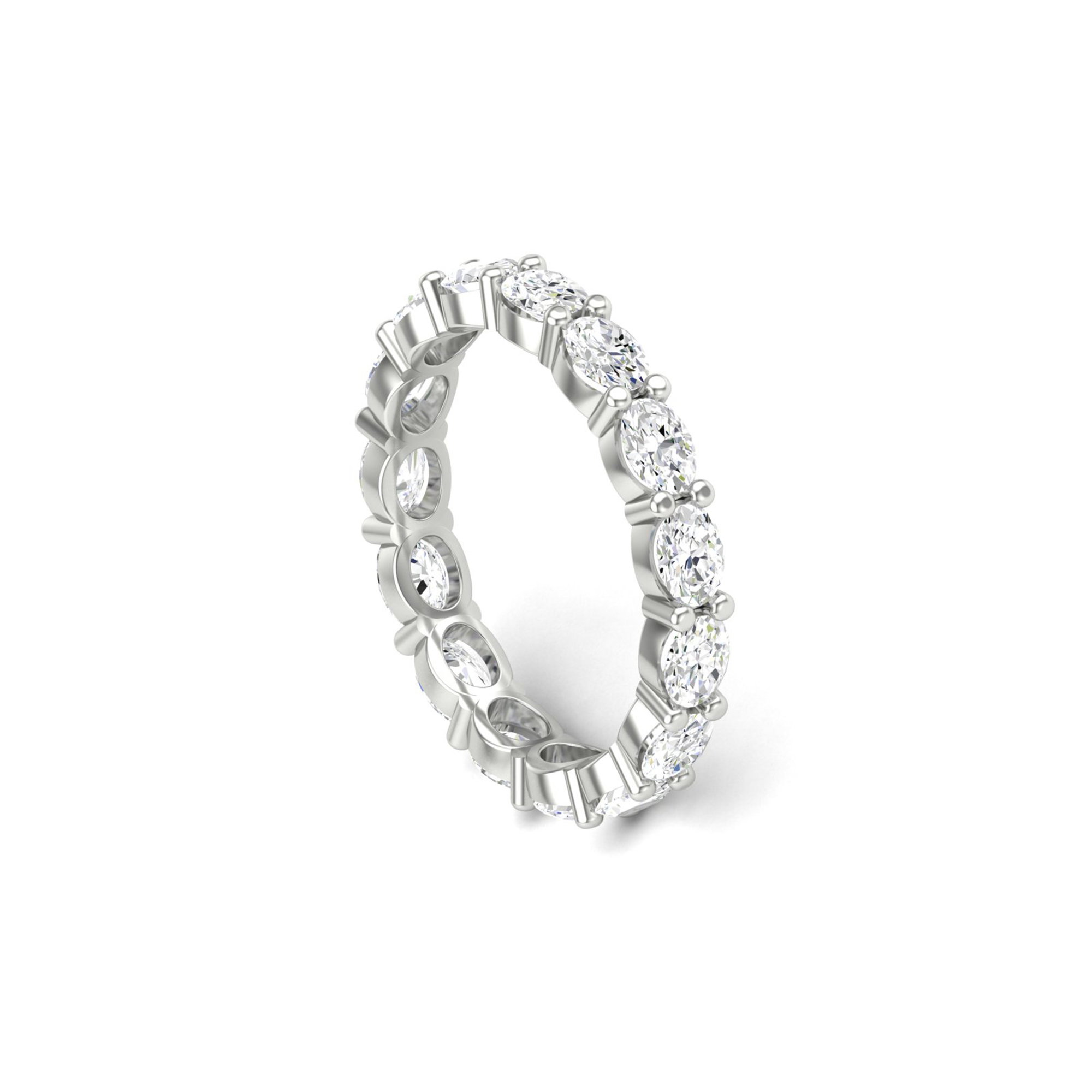 Oval Lab Grown Diamond East-West Full Eternity Wedding Ring In 14K White Gold