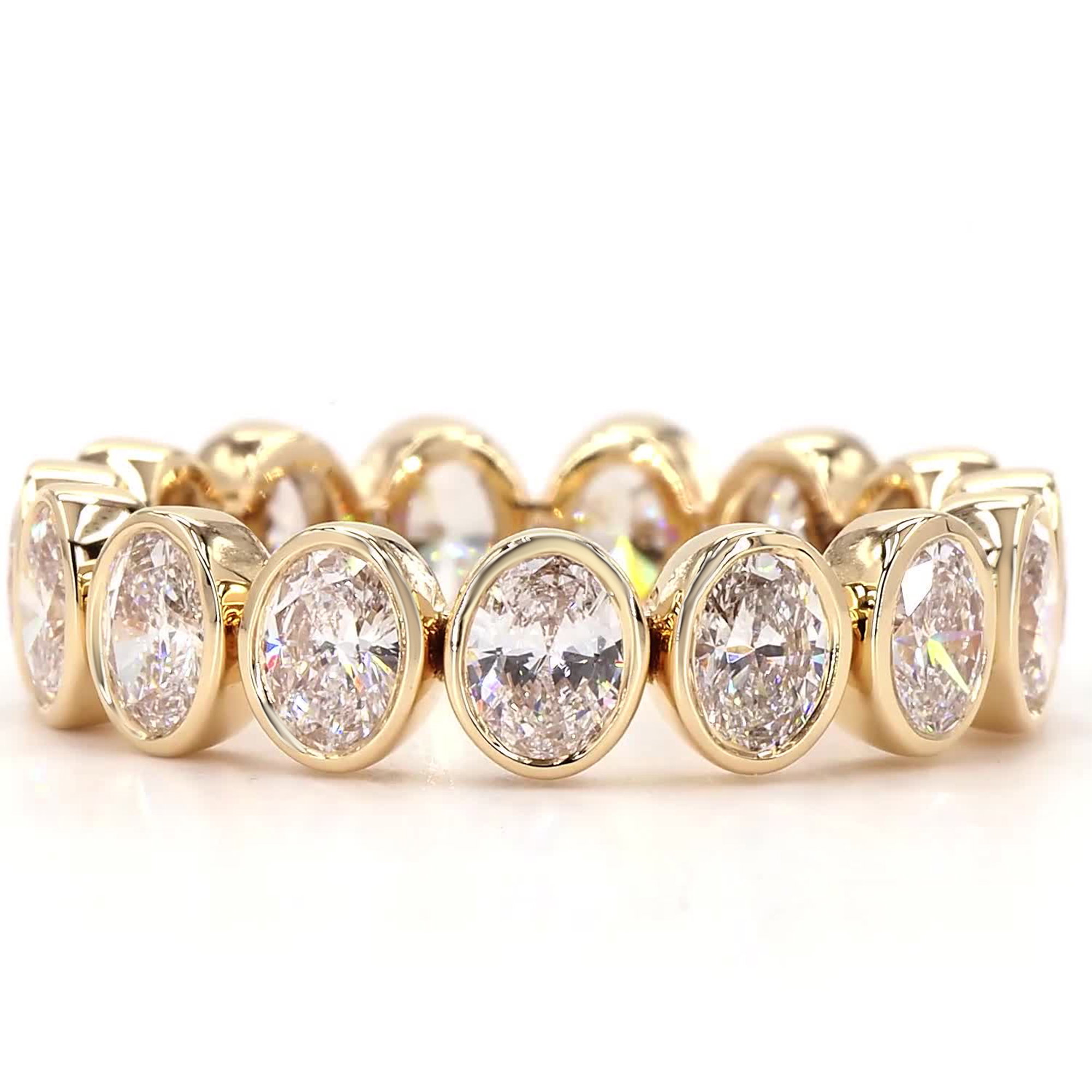 Oval Lab Grown Diamond Full Bezel Eternity Wedding Ring In 14K Yellow Gold