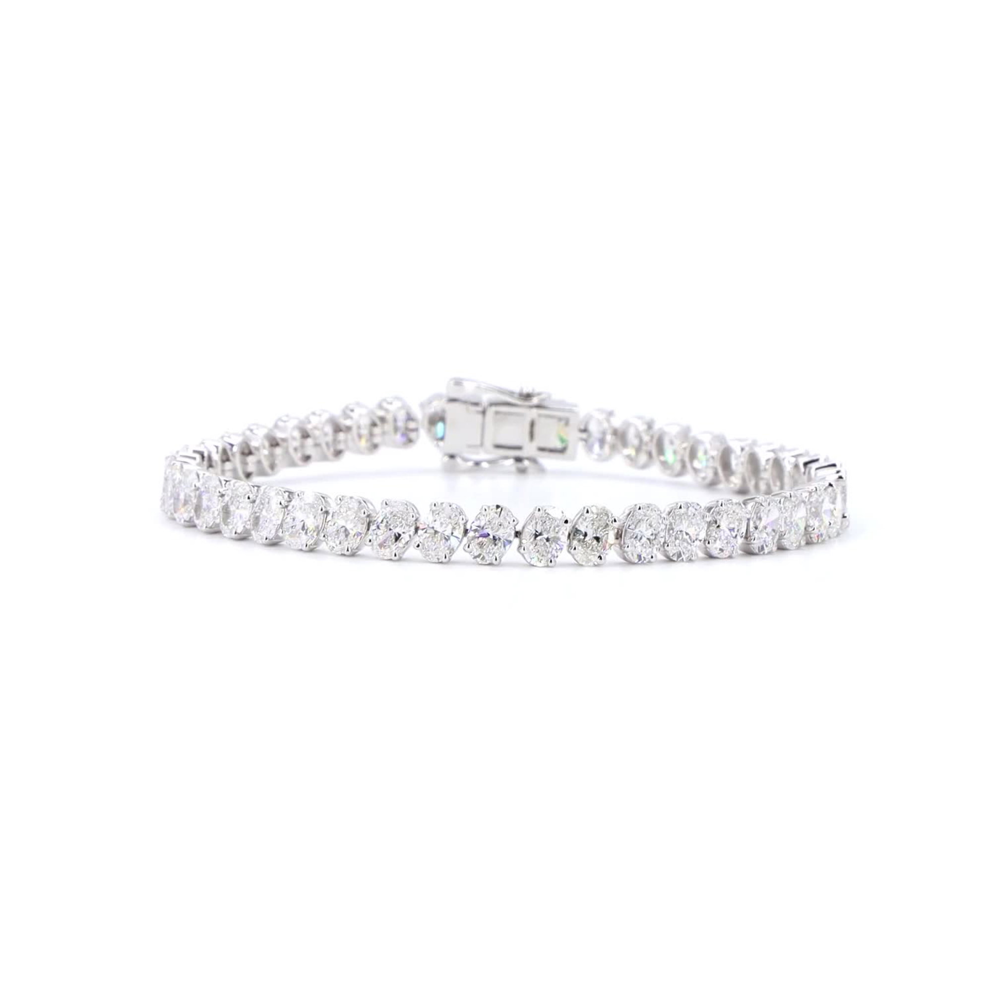 Oval Lab Grown Diamond Tennis Bracelet In 14k White Gold