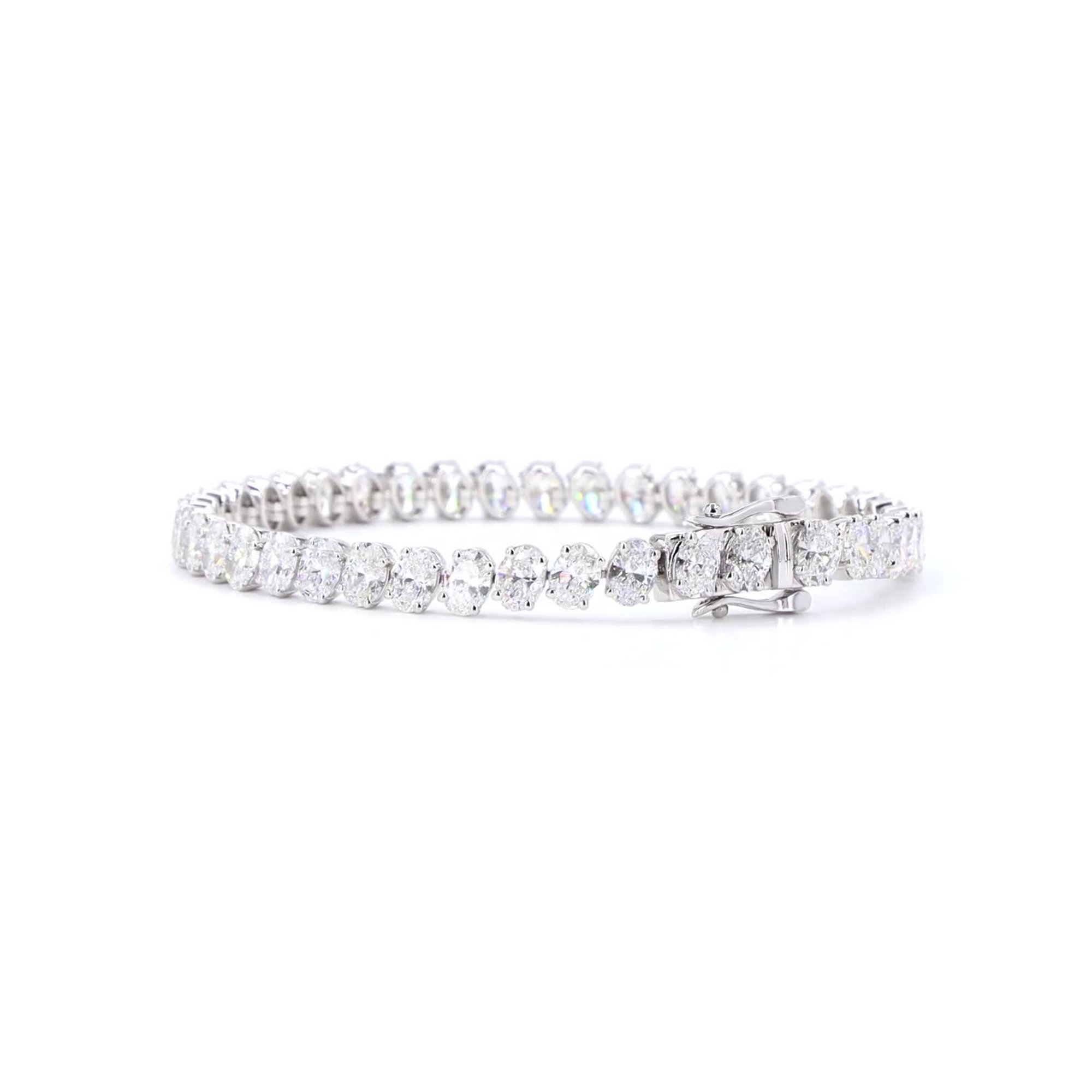 Oval Lab Grown Diamond Tennis Bracelet In 14k White Gold