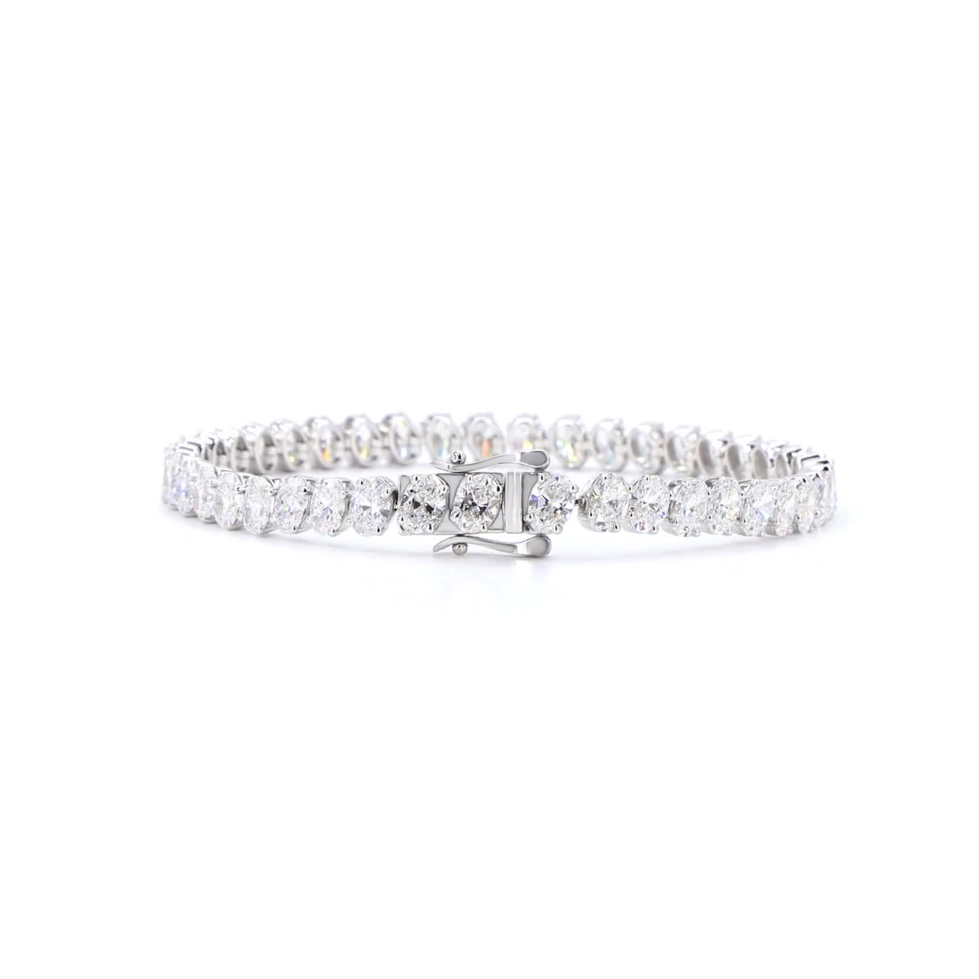 Oval Lab Grown Diamond Tennis Bracelet In 14k White Gold