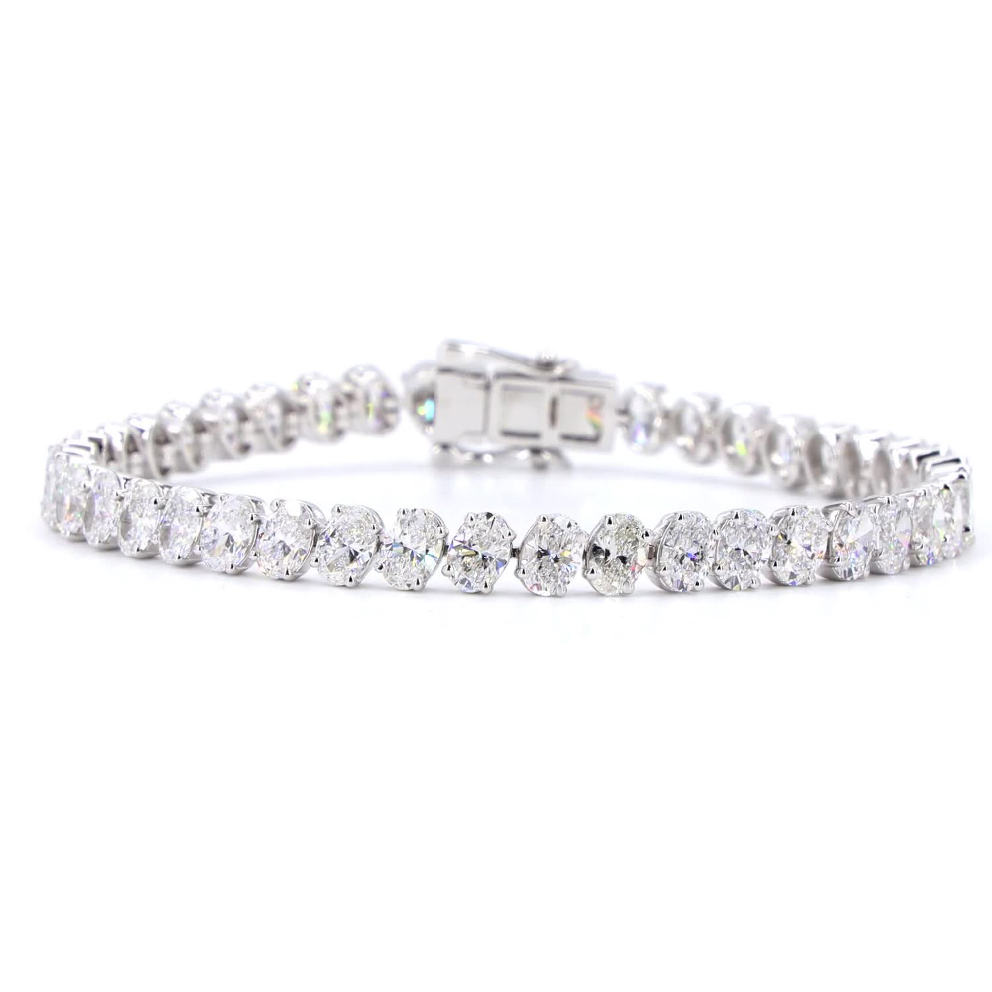 Oval Lab Grown Diamond Tennis Bracelet In 14k White Gold