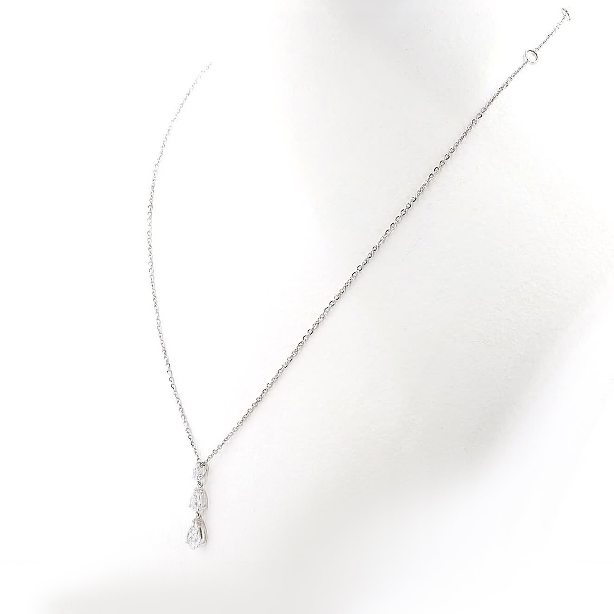 Pear Lab Grown Diamond Three Stone Pendant In 14K White Gold