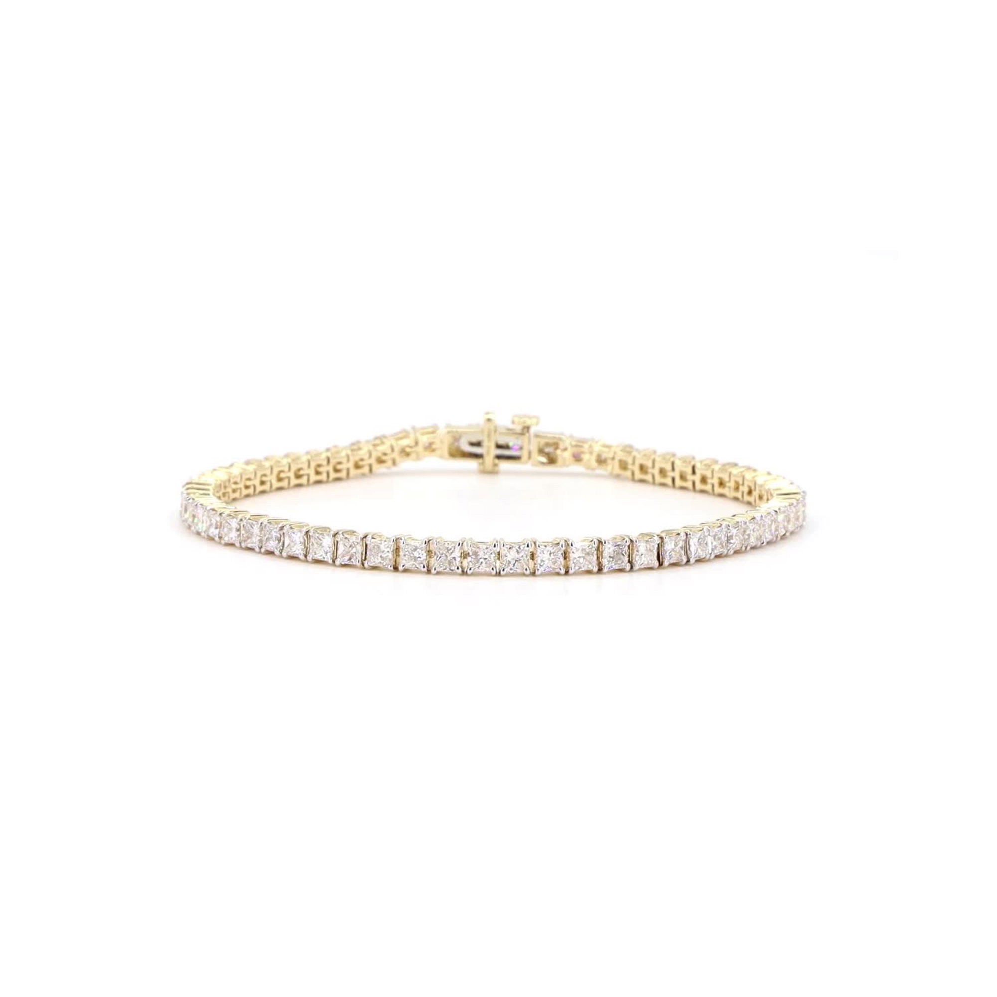 Princess Cut Lab Grown Diamond Tennis Bracelet In 14K Yellow Gold