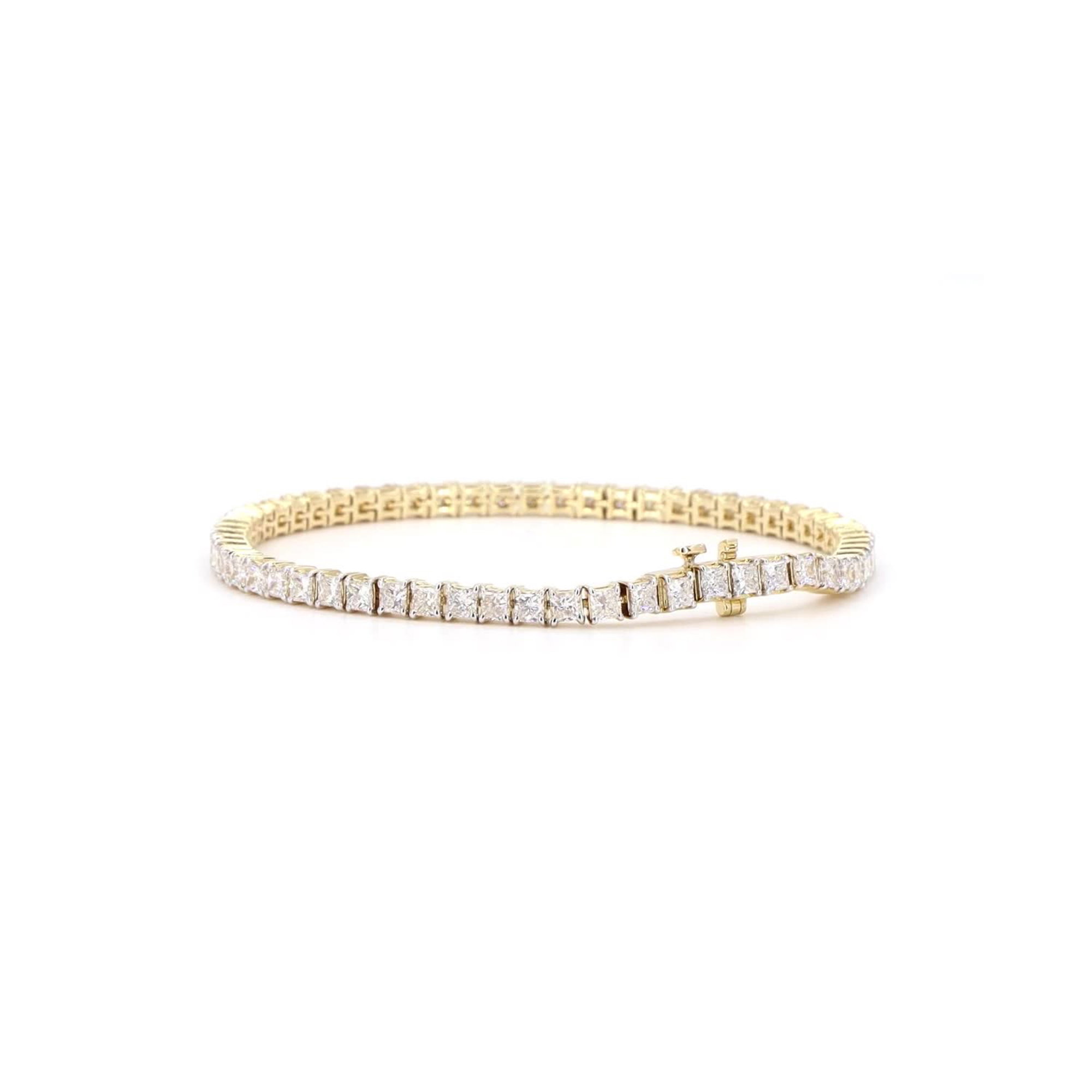 Princess Cut Lab Grown Diamond Tennis Bracelet In 14K Yellow Gold
