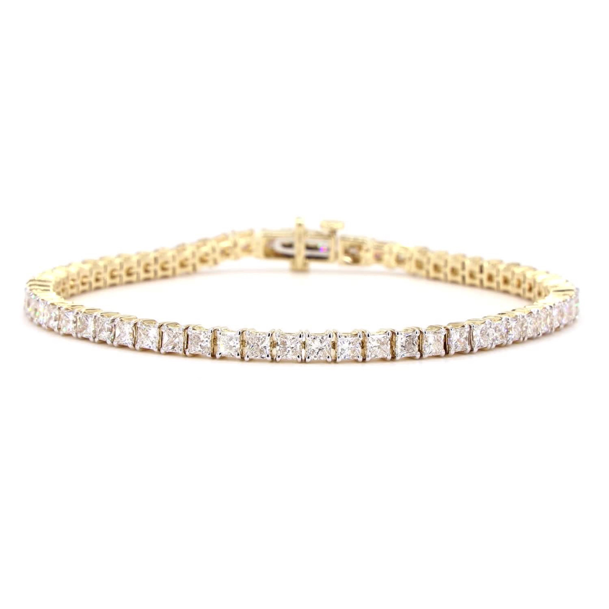 Princess Cut Lab Grown Diamond Tennis Bracelet In 14K Yellow Gold