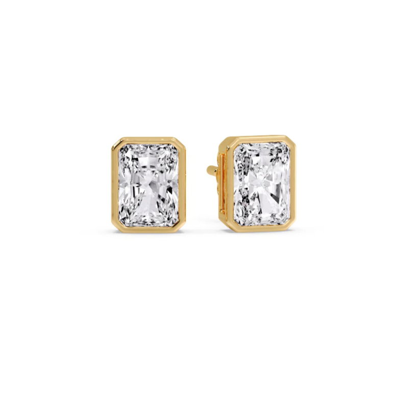 Radiant Lab Grown Diamond Bezel Studs Earrings