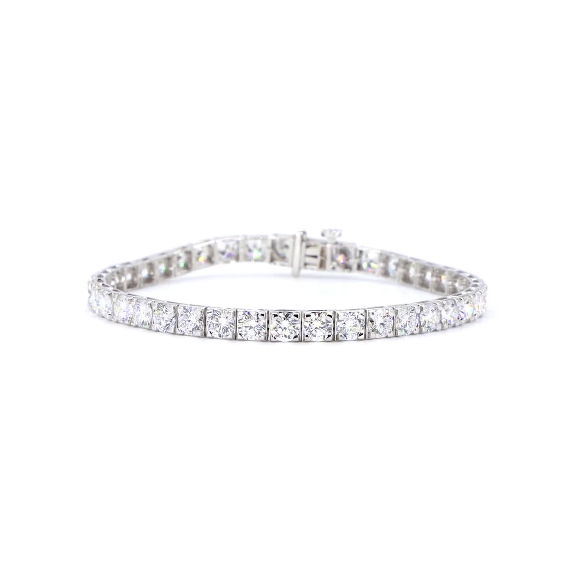 Round Lab Grown Diamond 4 Prong Tennis Bracelet In 14K White Gold