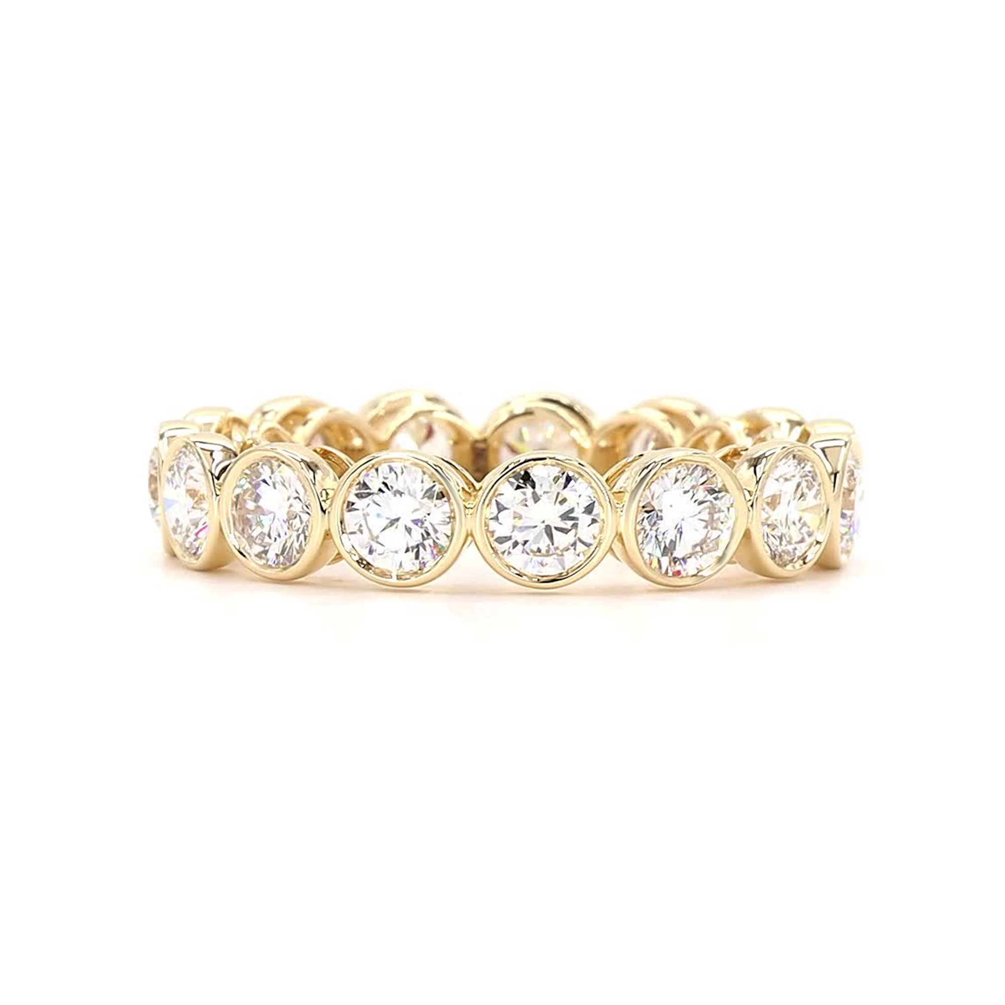 Round Lab Grown Diamond Bezel Basket Full Eternity Wedding Ring In 14K Yellow Gold