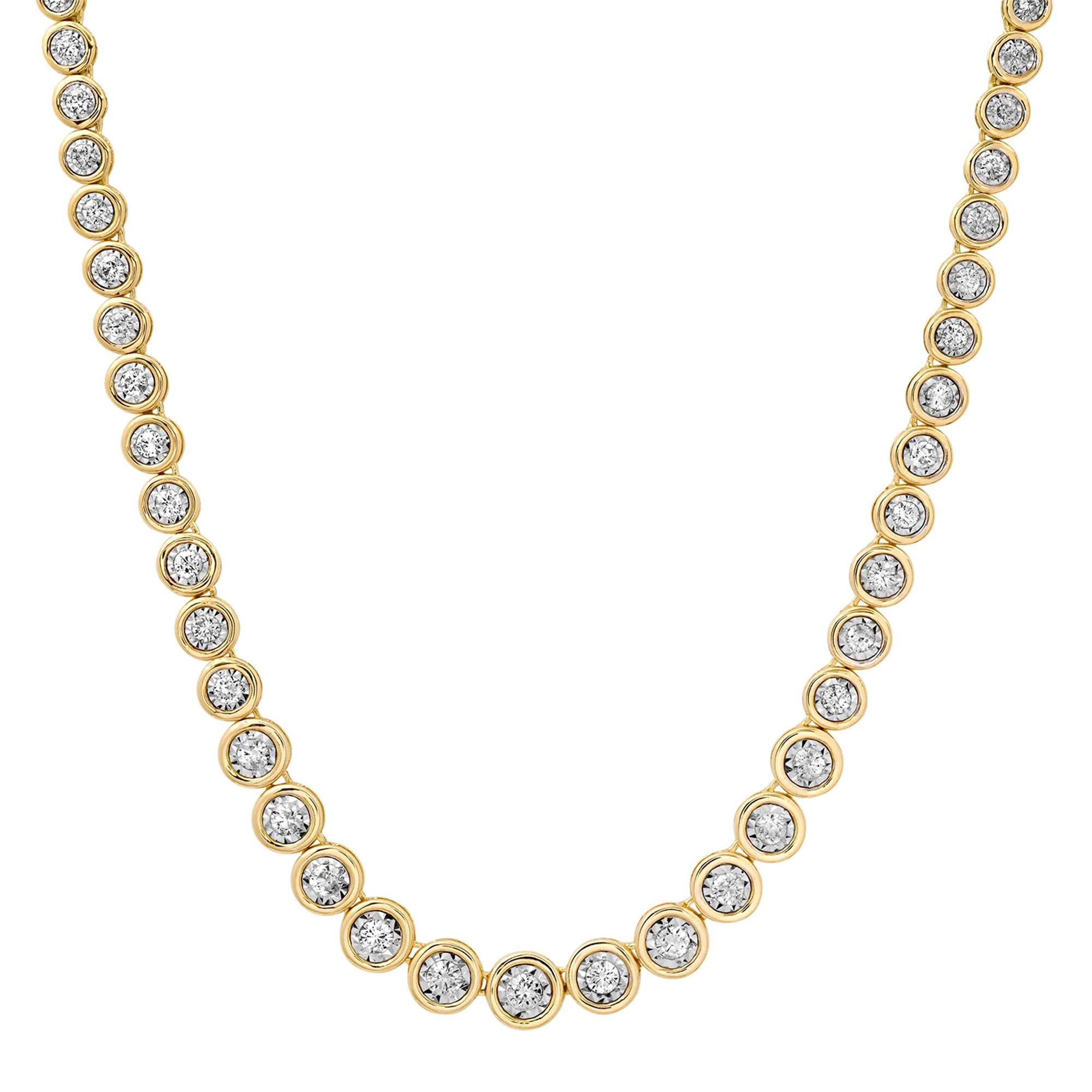 Round Lab Grown Diamond Bezel Necklace In 14K Yellow Gold