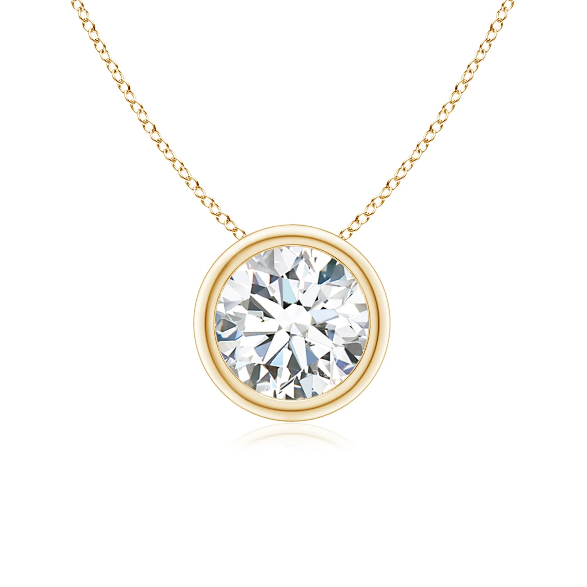 Round Lab Grown Diamond Bezel Pendant In 14K Yellow Gold