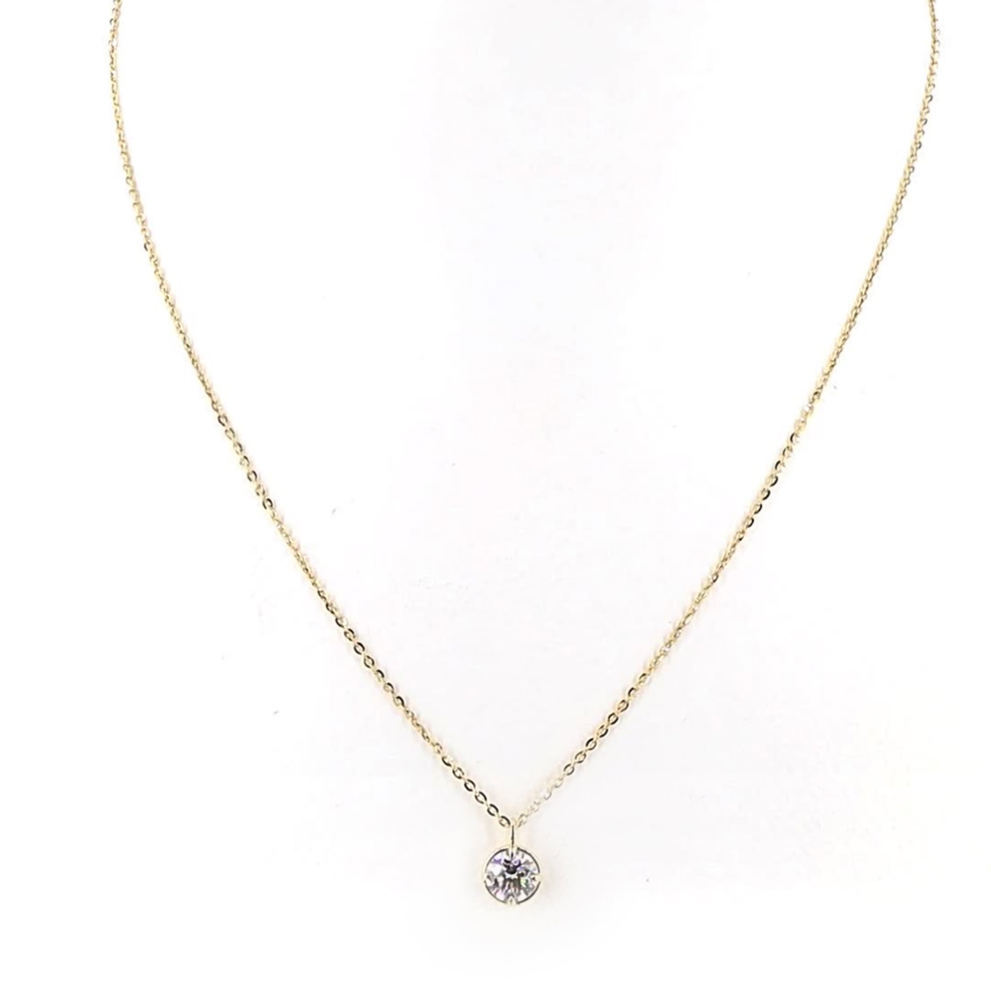 Round Lab Grown Diamond Bezel Prong Pendant In 14K Yellow Gold
