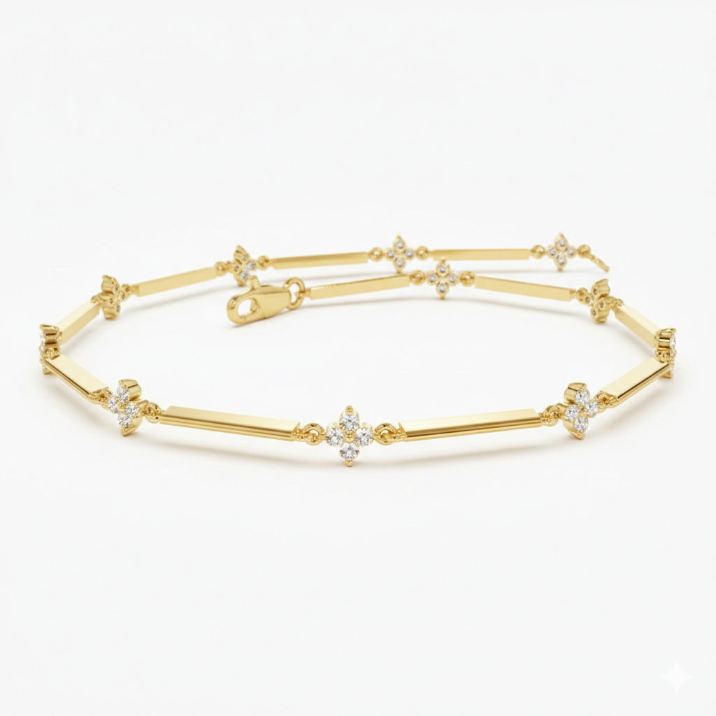 Round Lab Grown Diamond Cluster Bracelet In 14K Yellow Gold