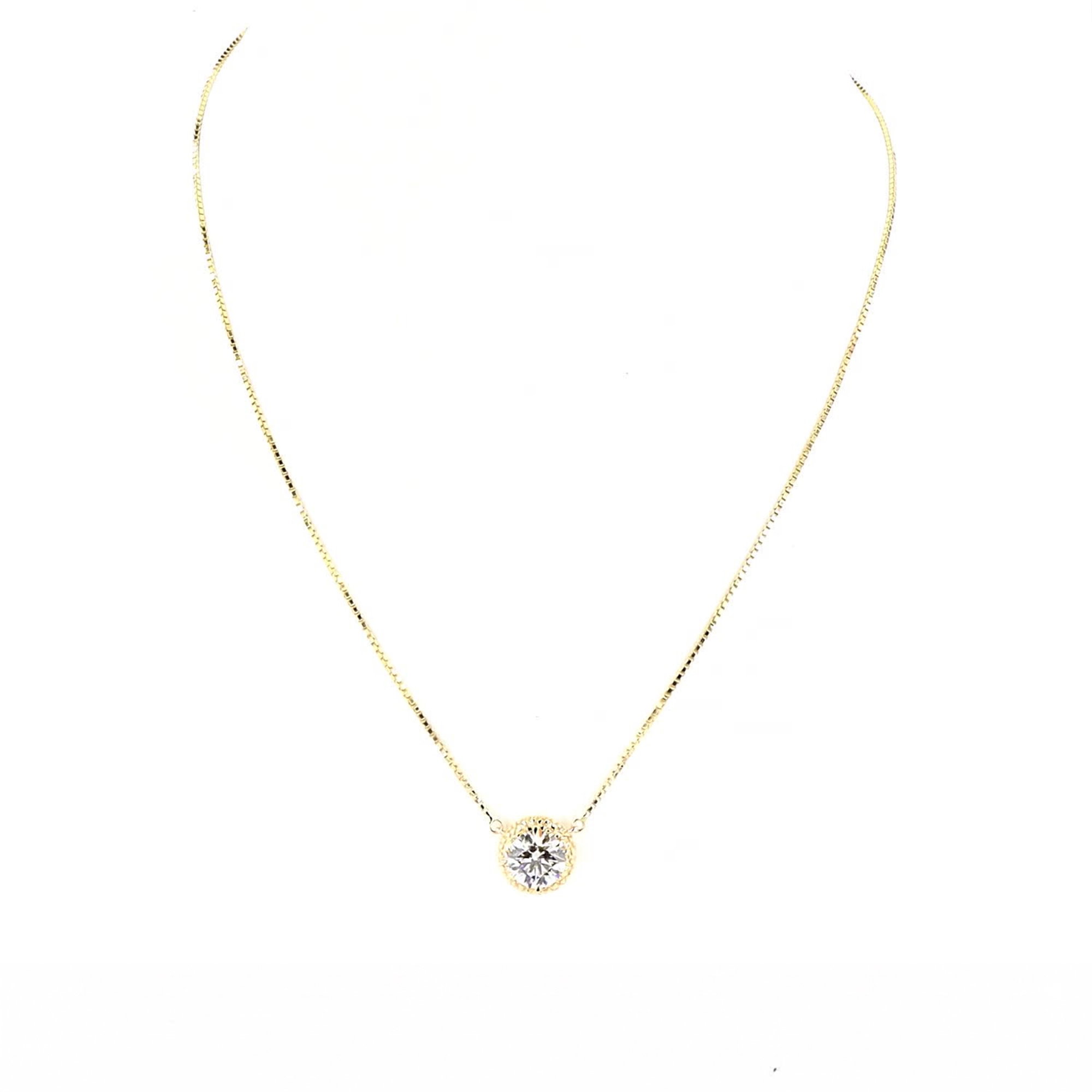 Round Lab Grown Diamond Dome Pendant In 14K Yellow Gold