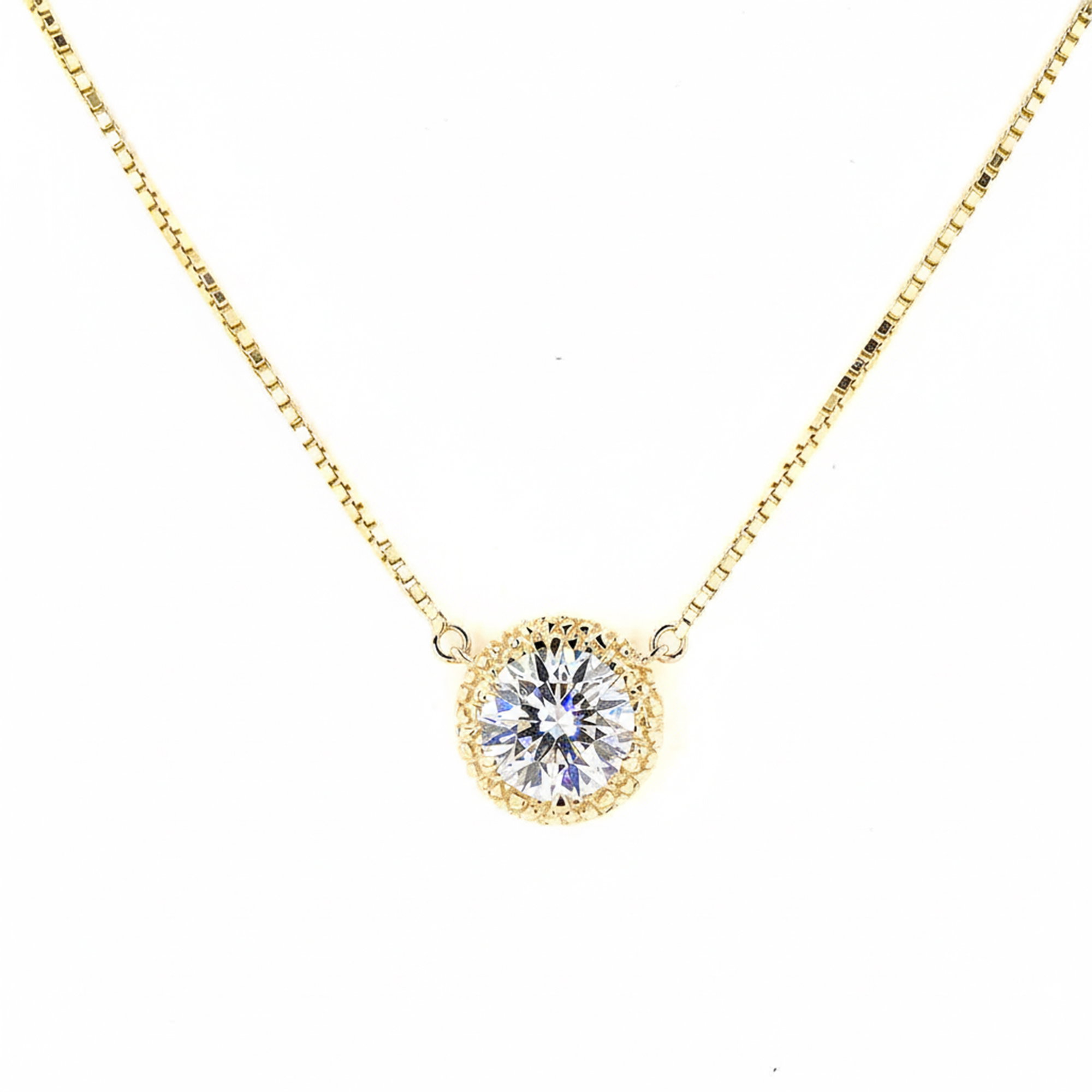 Round Lab Grown Diamond Dome Pendant In 14K Yellow Gold