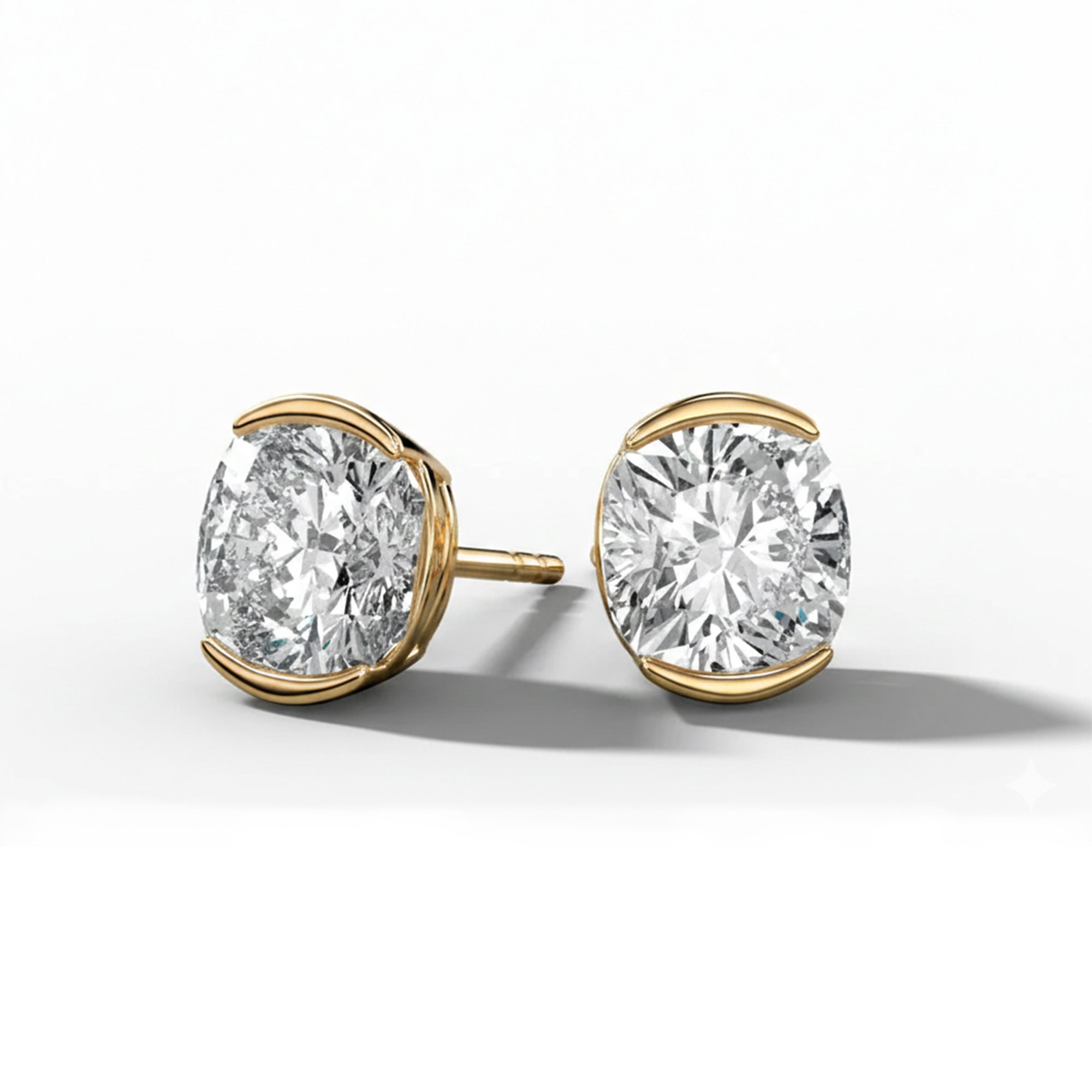 Round Lab Grown Diamond Half Bezel Earrings