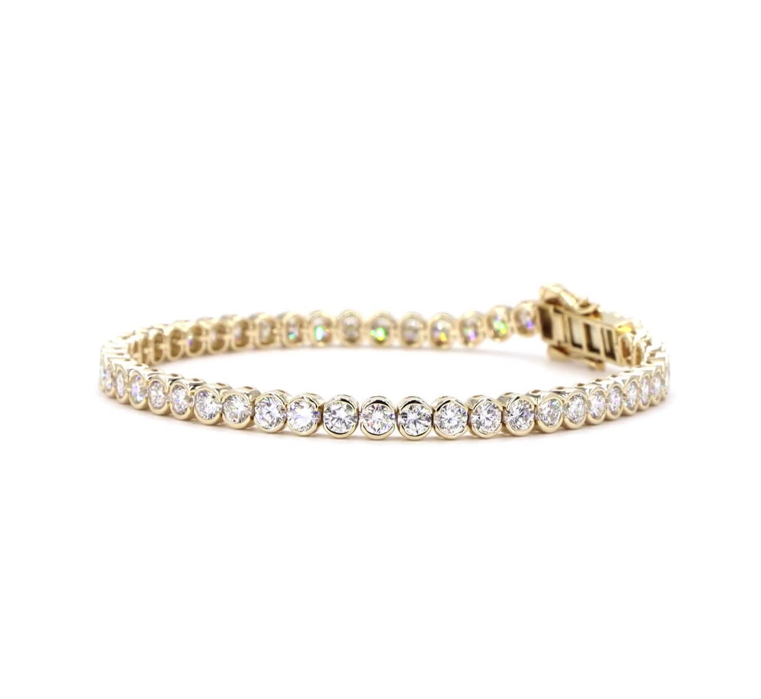Round Lab Grown Diamond Half Bezel Tennis Bracelet In 14K Yellow Gold