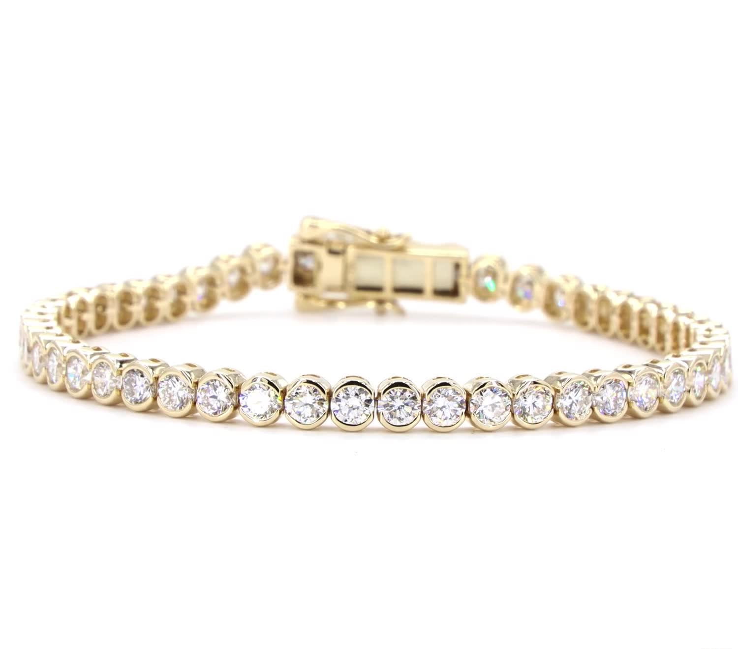 Round Lab Grown Diamond Half Bezel Tennis Bracelet In 14K Yellow Gold