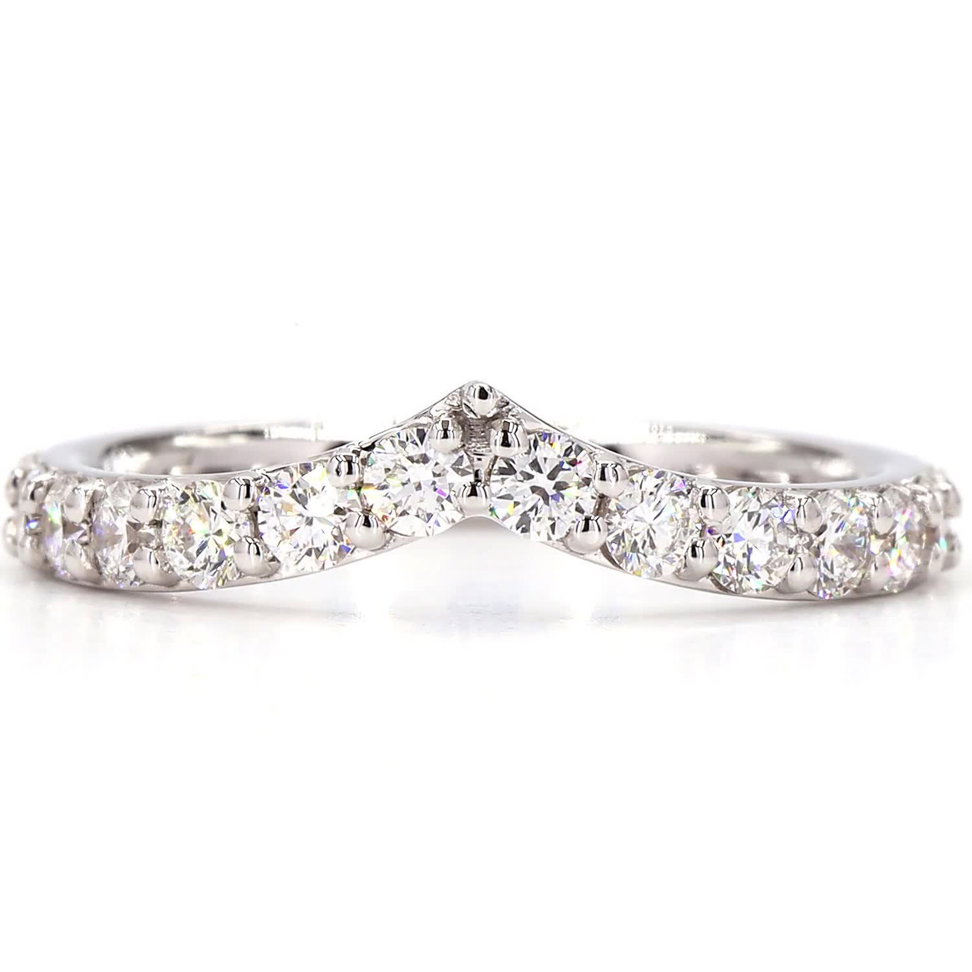 Round Lab Grown Diamond Pave Stackable Wedding Ring In 14K White Gold