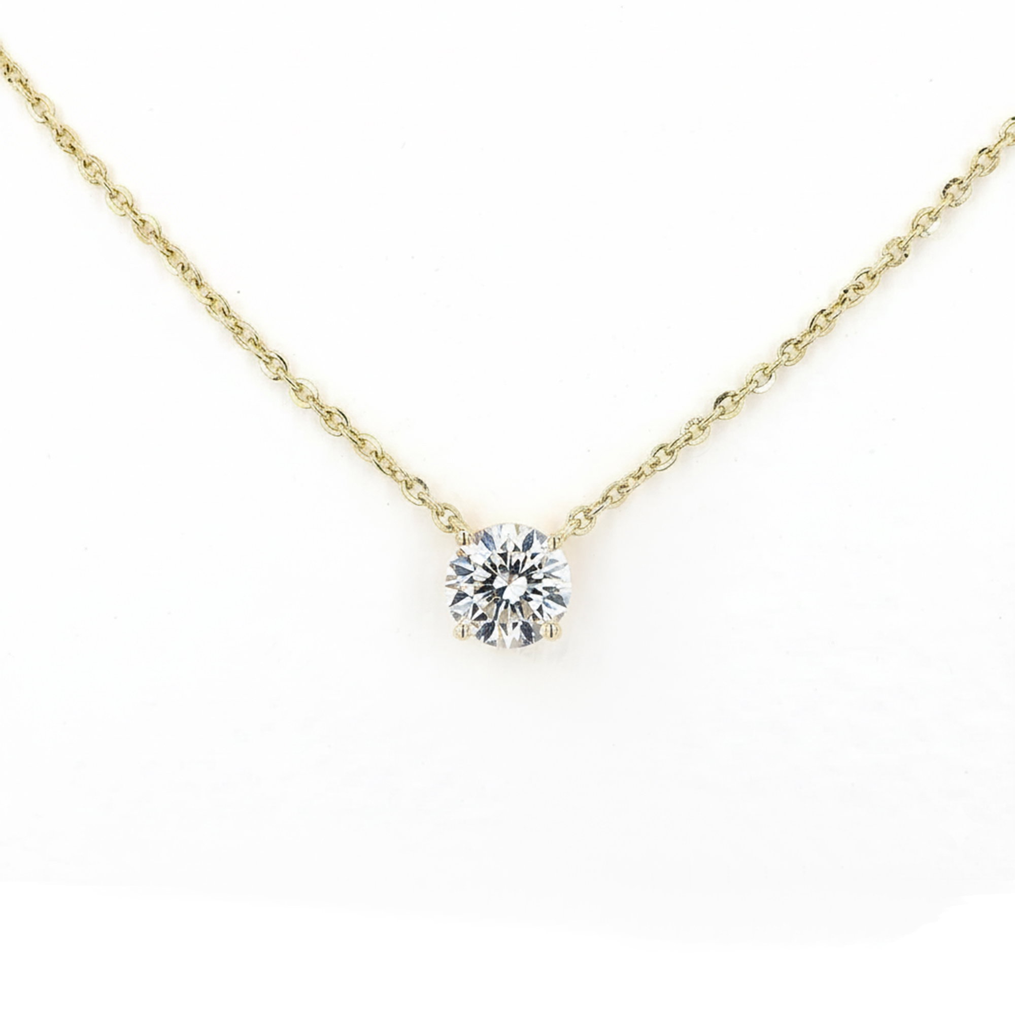 Round Lab Grown Diamond Solitaire Pendant In 14K Yellow Gold