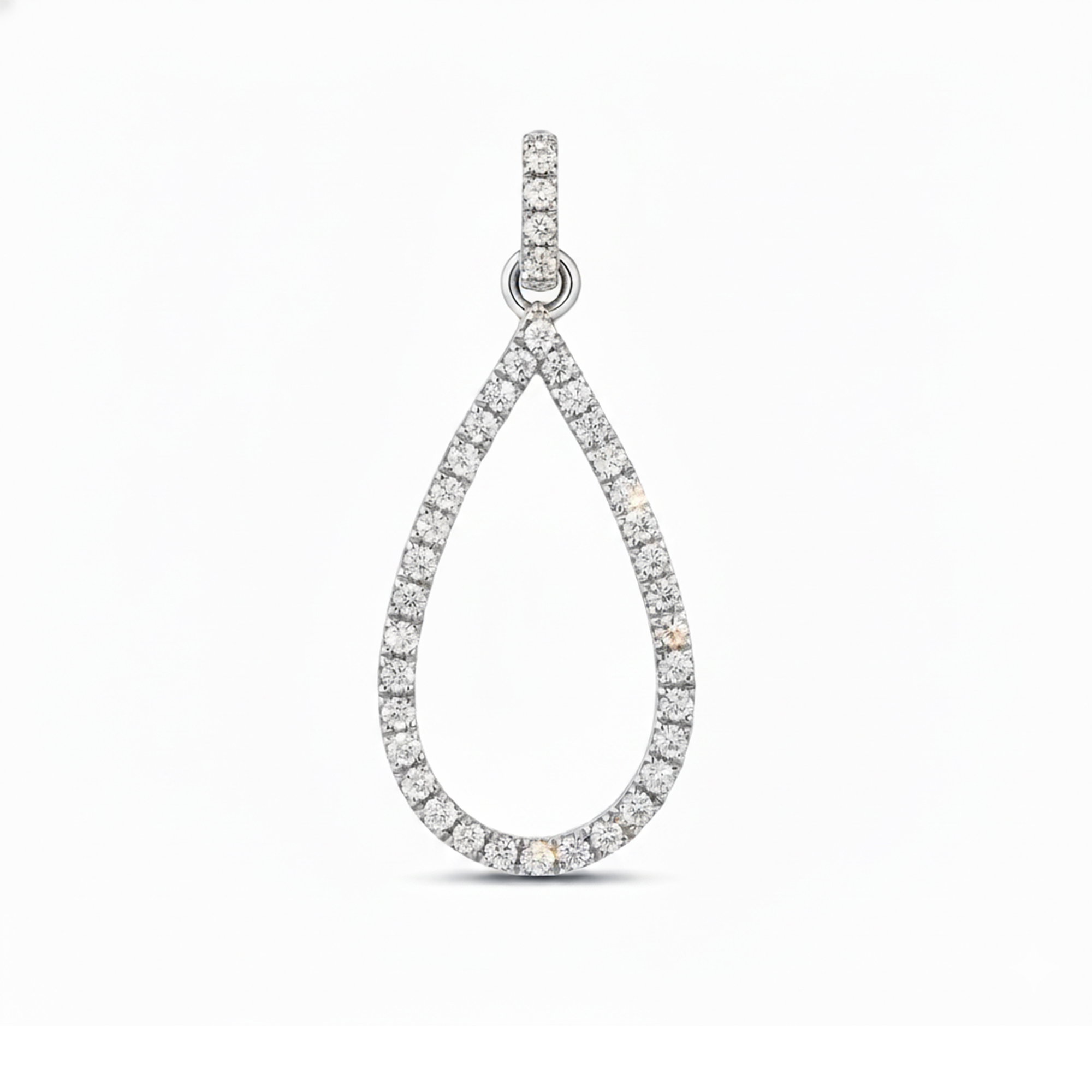 Round Lab Grown Diamond Teardrop Pendant In 14K White Gold