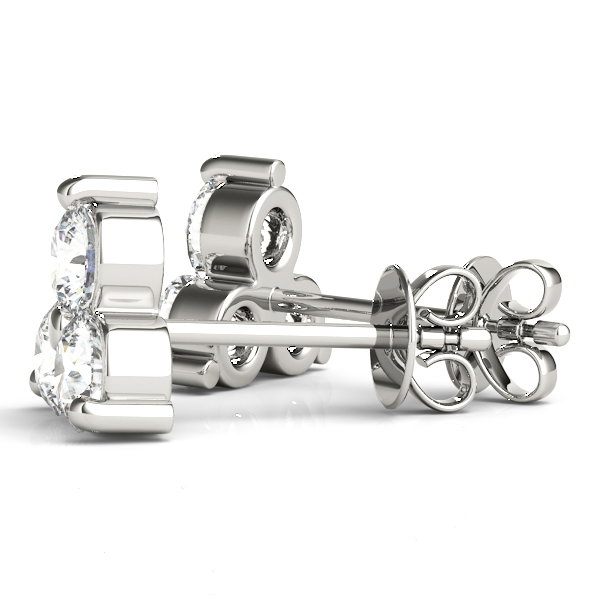 Round Three Stone Diamond Cluster Earrings