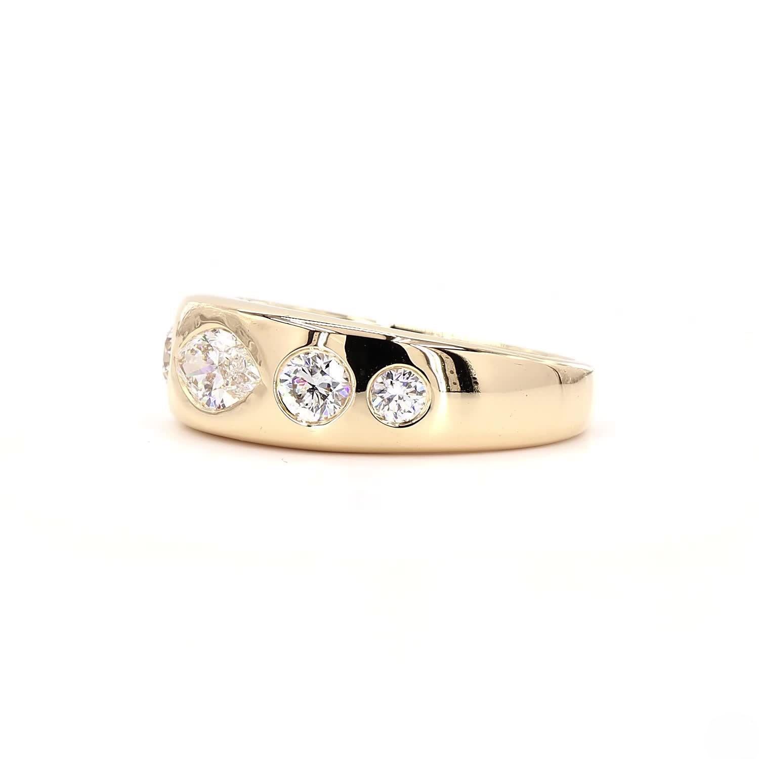 5 Stone Bezel Lab Grown Diamond Anniversary Band In 14K Yellow Gold