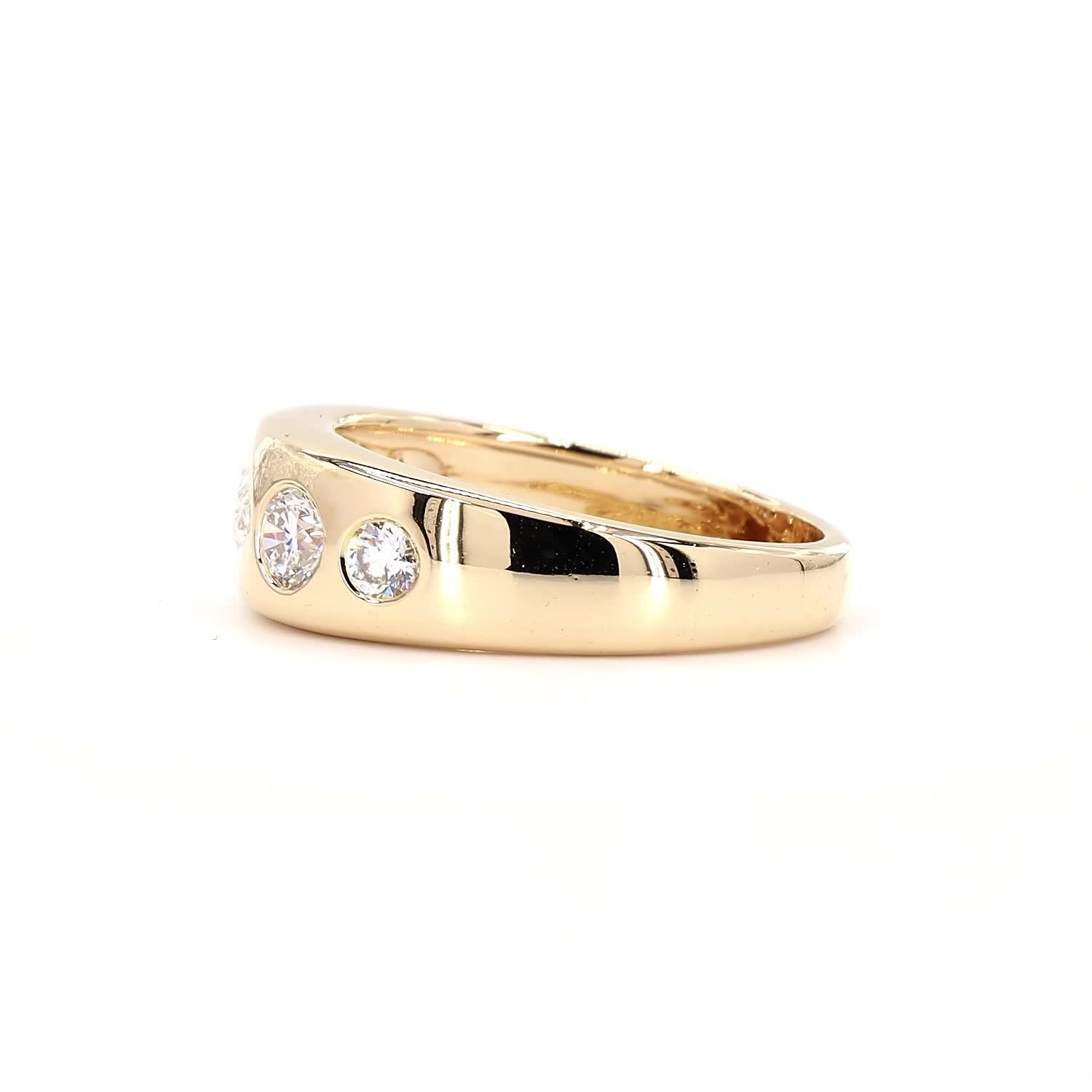 5 Stone Bezel Lab Grown Diamond Anniversary Band In 14K Yellow Gold