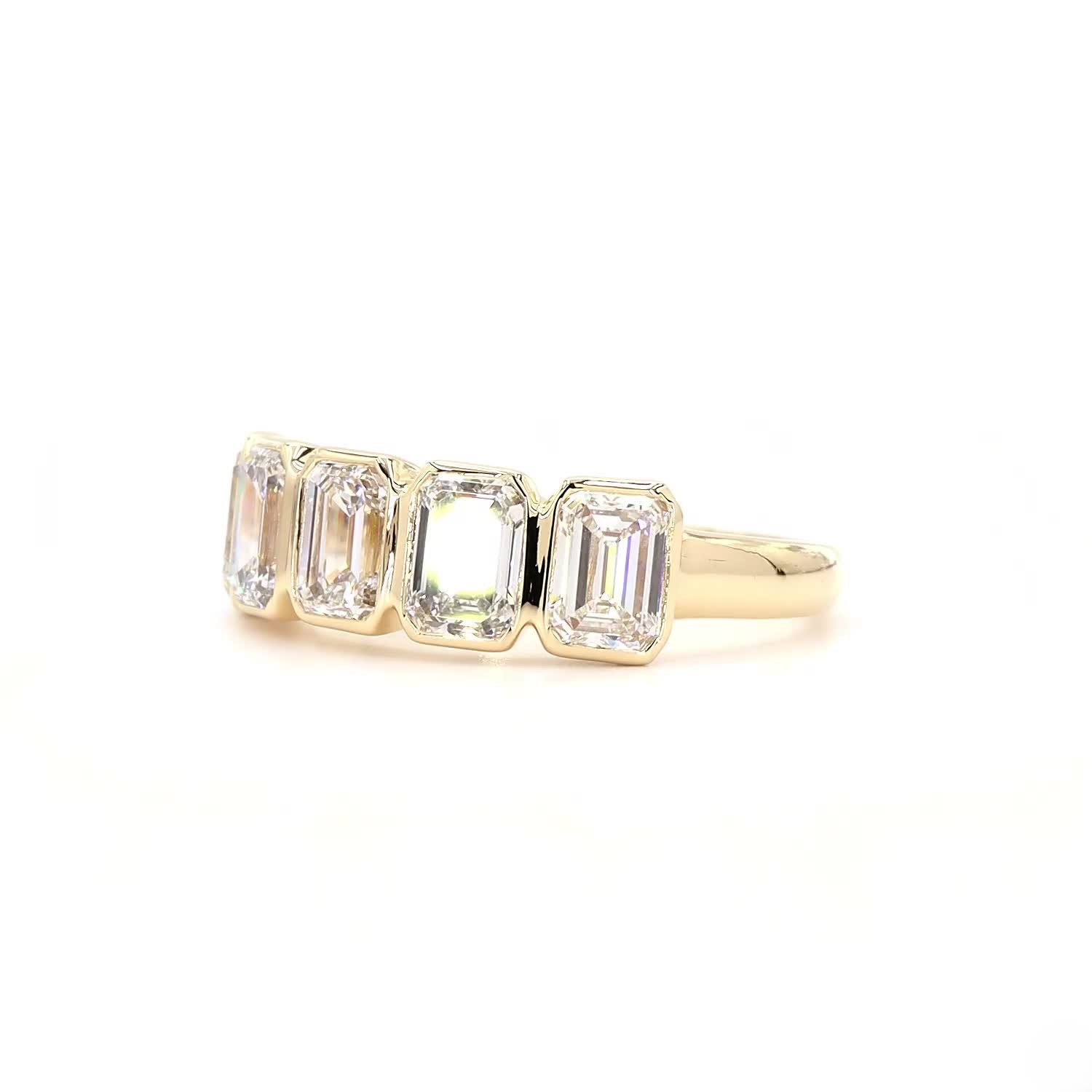 5 Stone Emerald Bezel Half Eternity Ring In 14k Yellow Gold