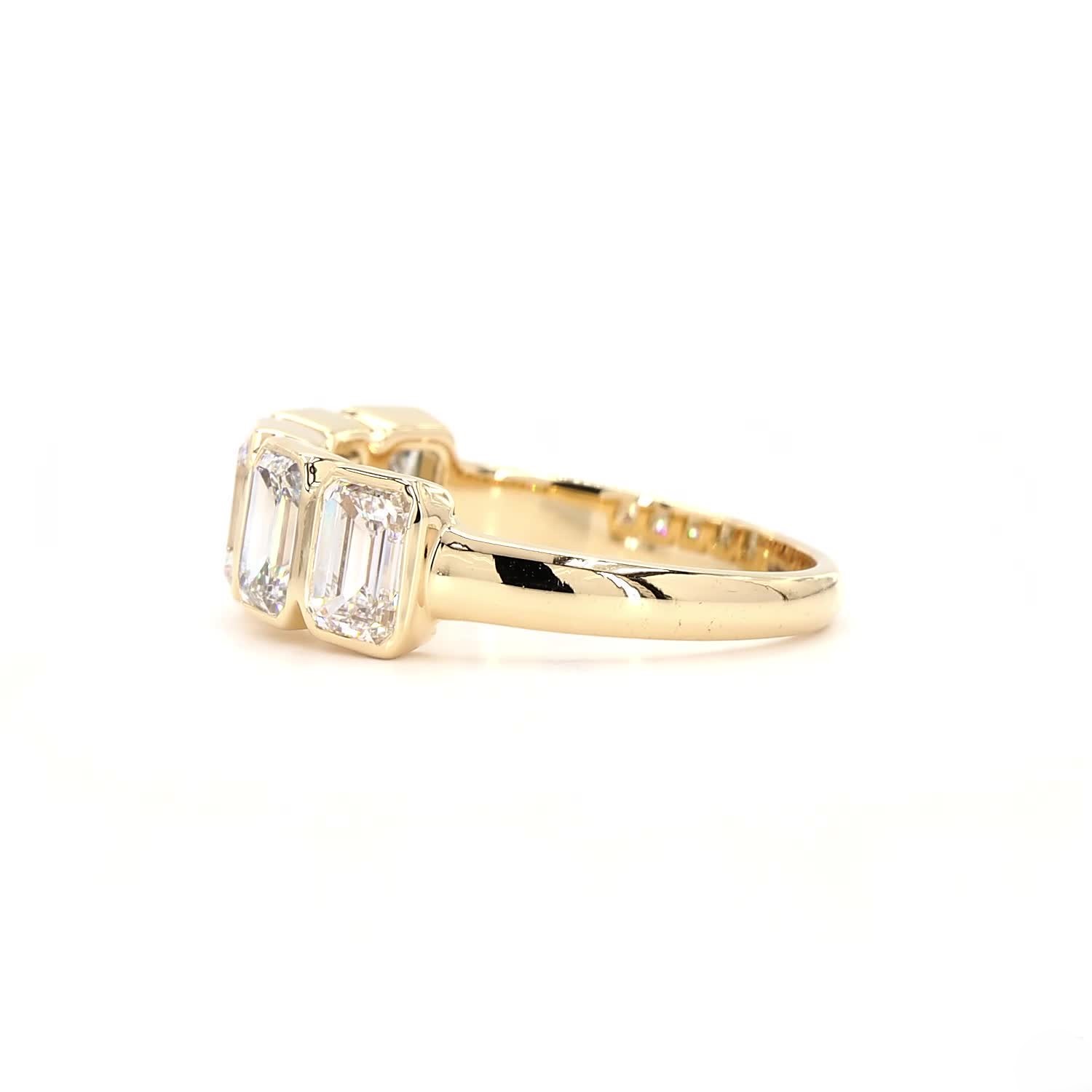 5 Stone Emerald Bezel Half Eternity Ring In 14k Yellow Gold