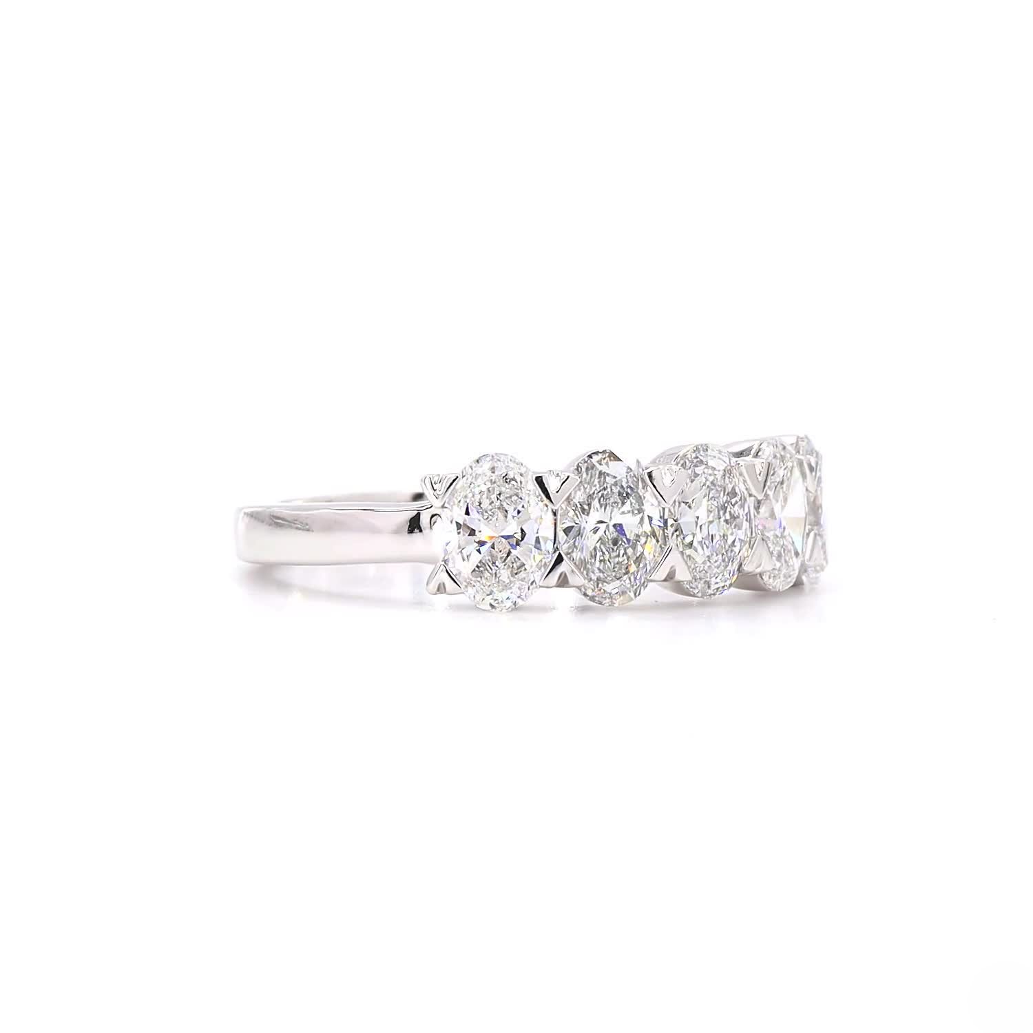 5 Stone Oval Half Eternity Ring In 14K White Gold