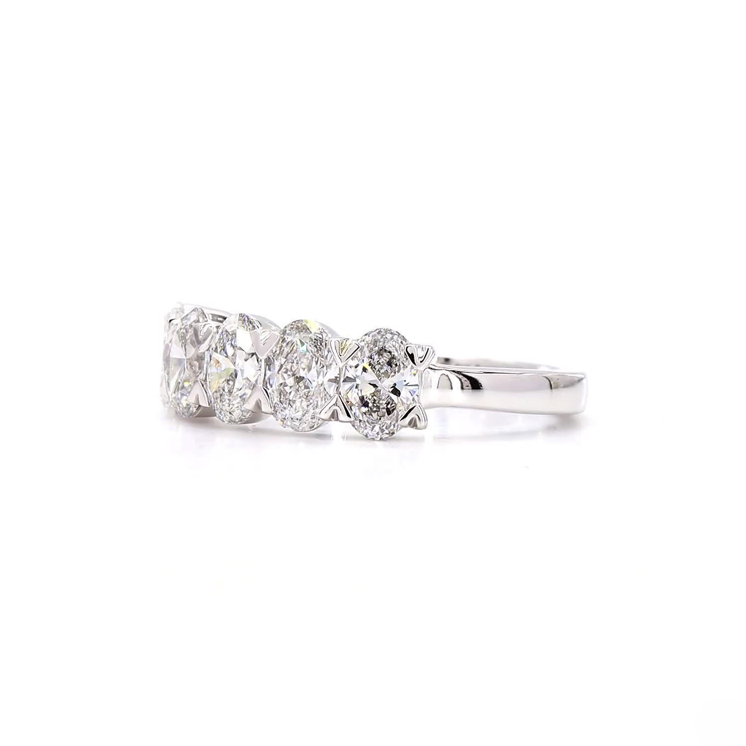 5 Stone Oval Half Eternity Ring In 14K White Gold