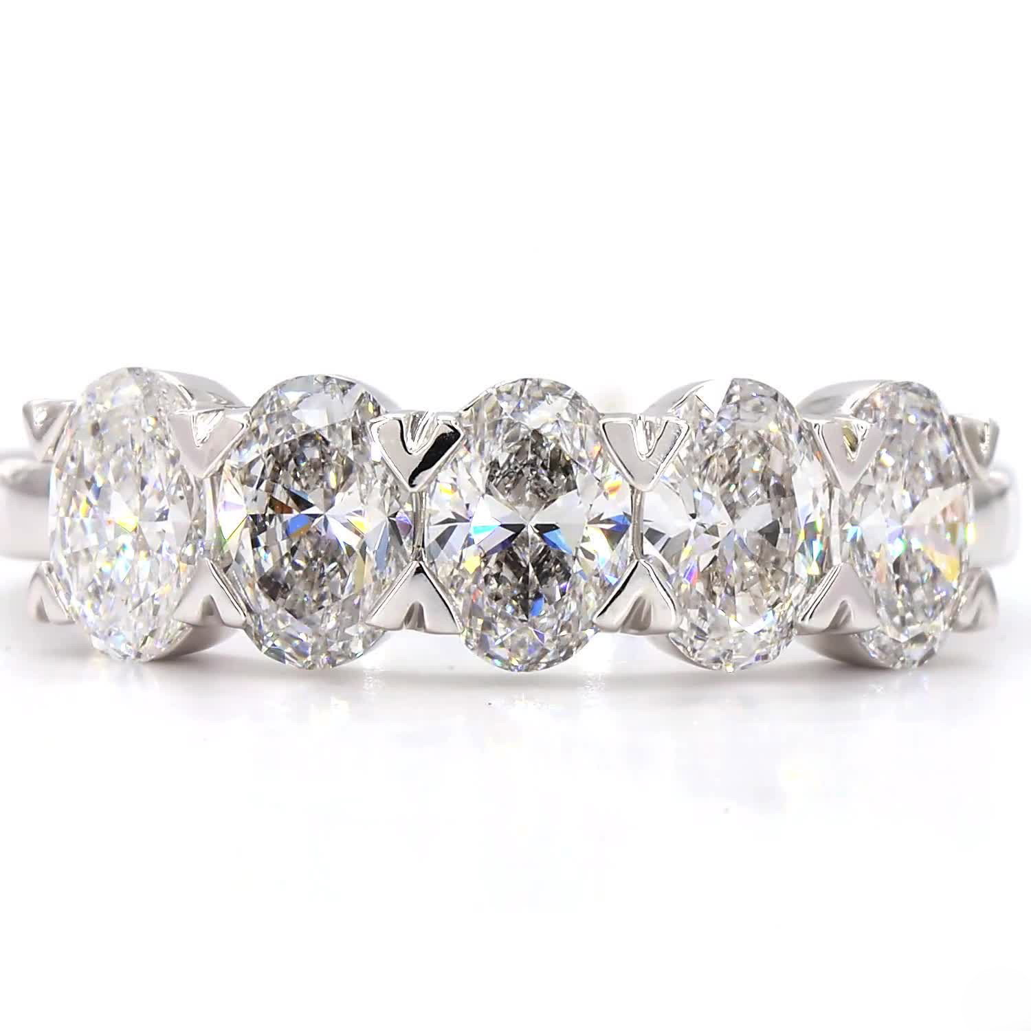 5 Stone Oval Half Eternity Ring In 14K White Gold