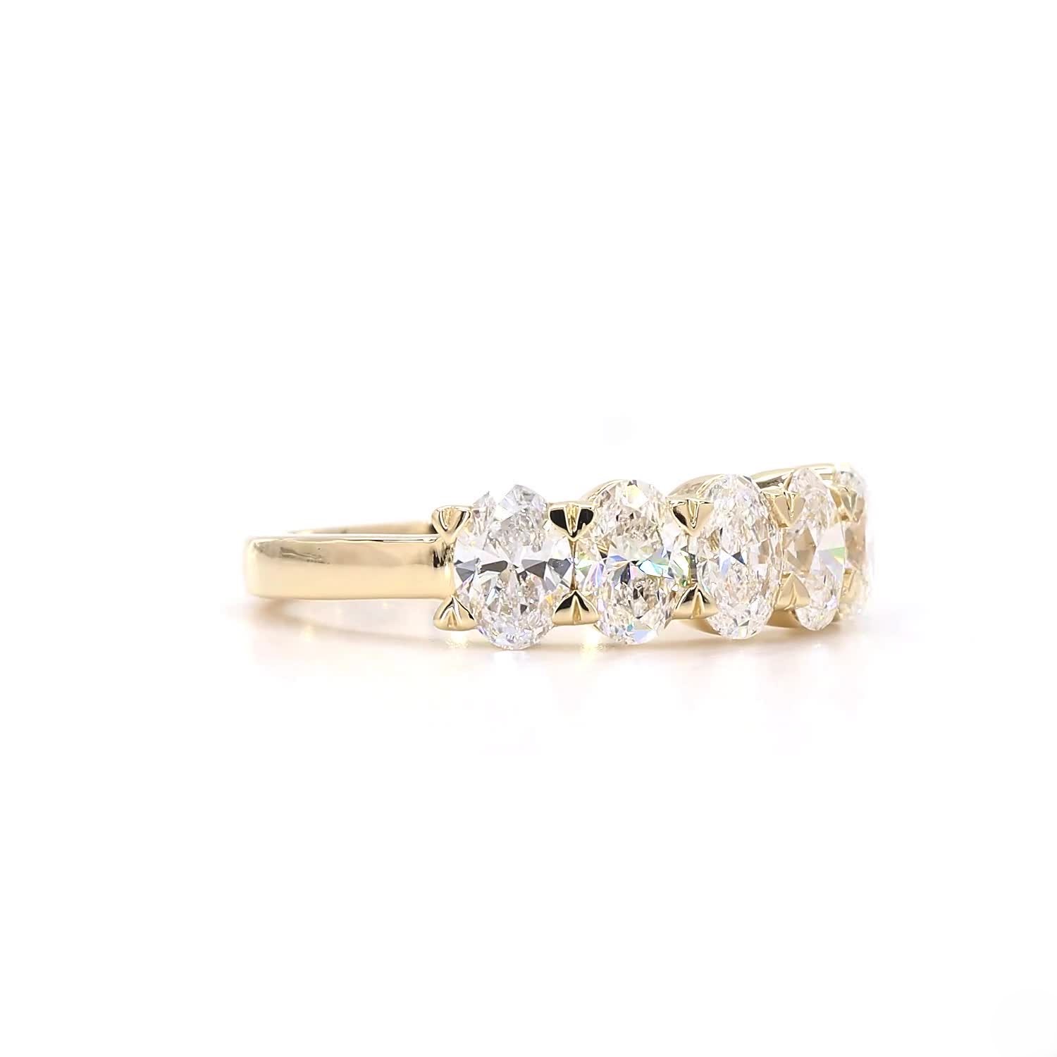 5 Stone Oval Half Eternity Ring In 14K Yellow Gold Buy Directly From Us. No Middleman
