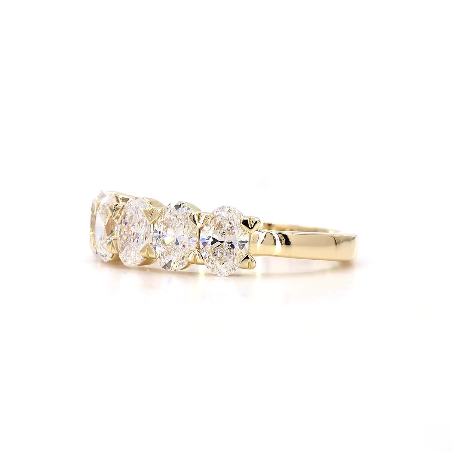 5 Stone Oval Half Eternity Ring In 14K Yellow Gold Buy Directly From Us. No Middleman
