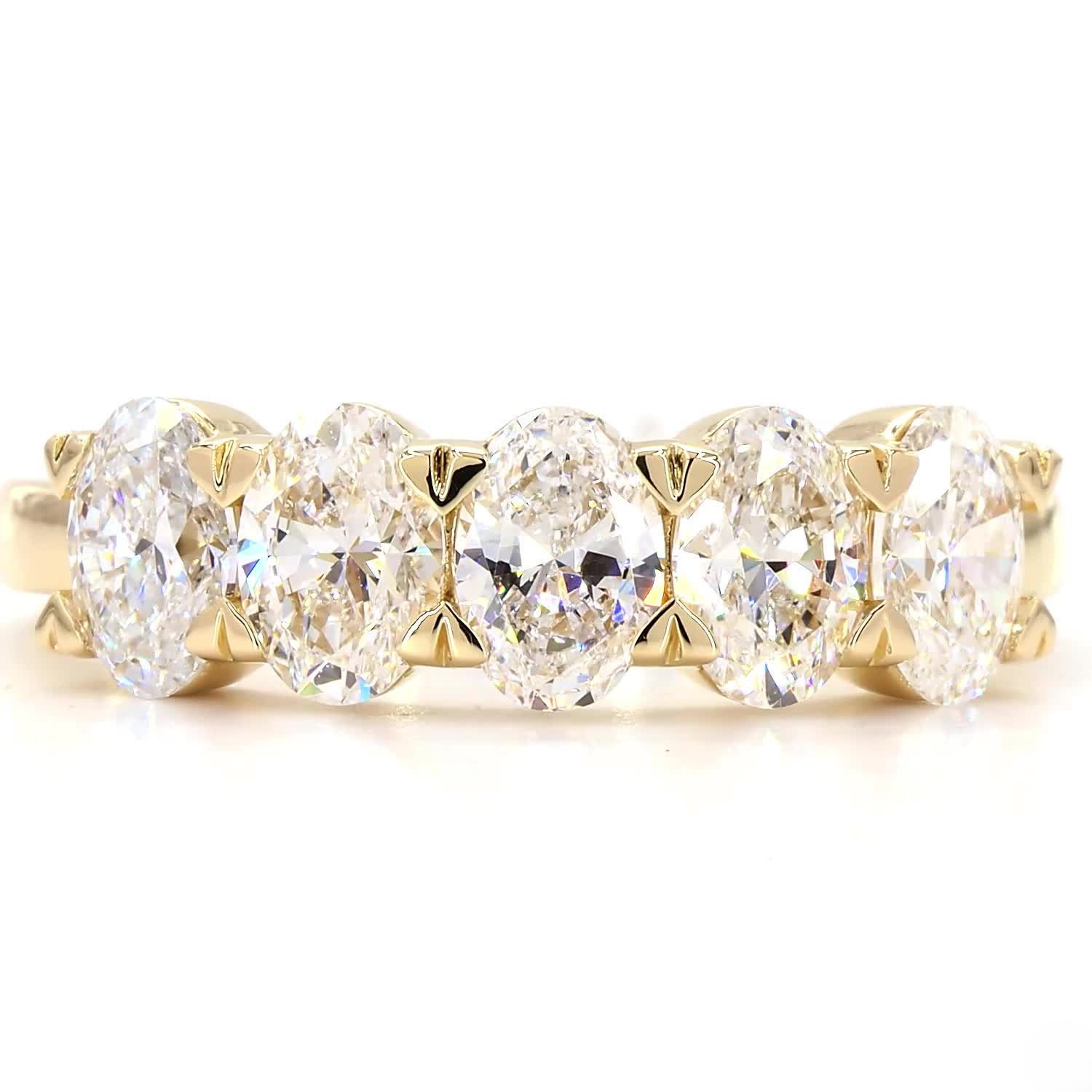 5 Stone Oval Half Eternity Ring In 14K Yellow Gold Buy Directly From Us. No Middleman