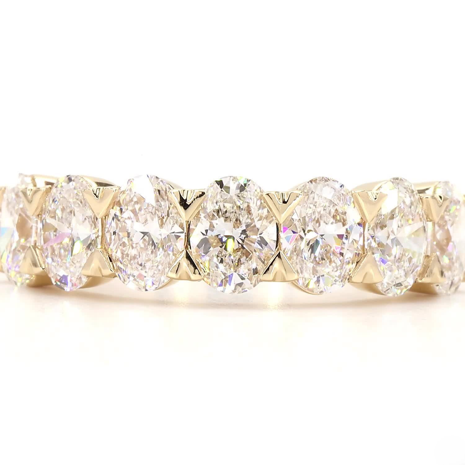 7 Stone Oval Half Eternity Ring In 14K Yellow Gold