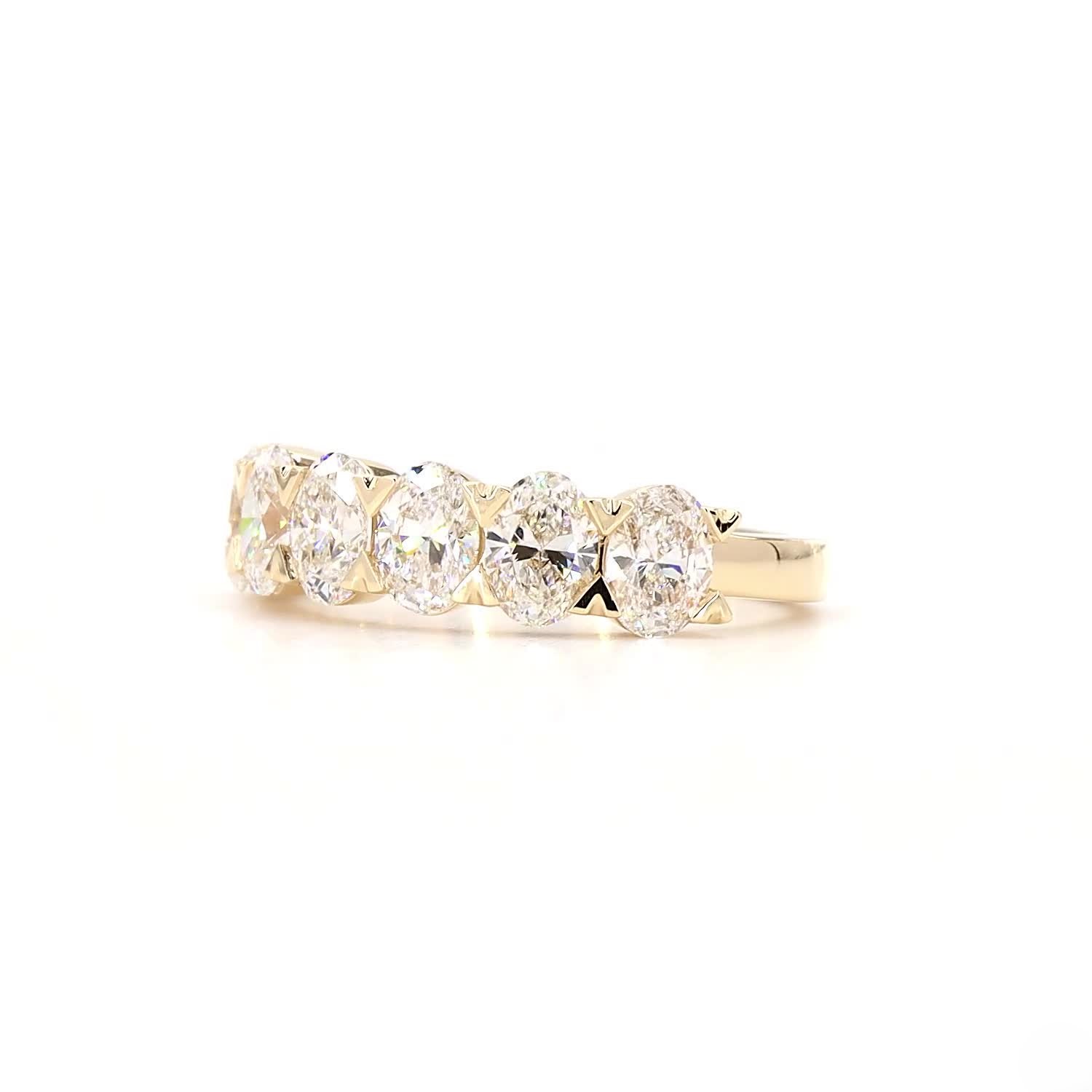 7 Stone Oval Half Eternity Ring In 14K Yellow Gold