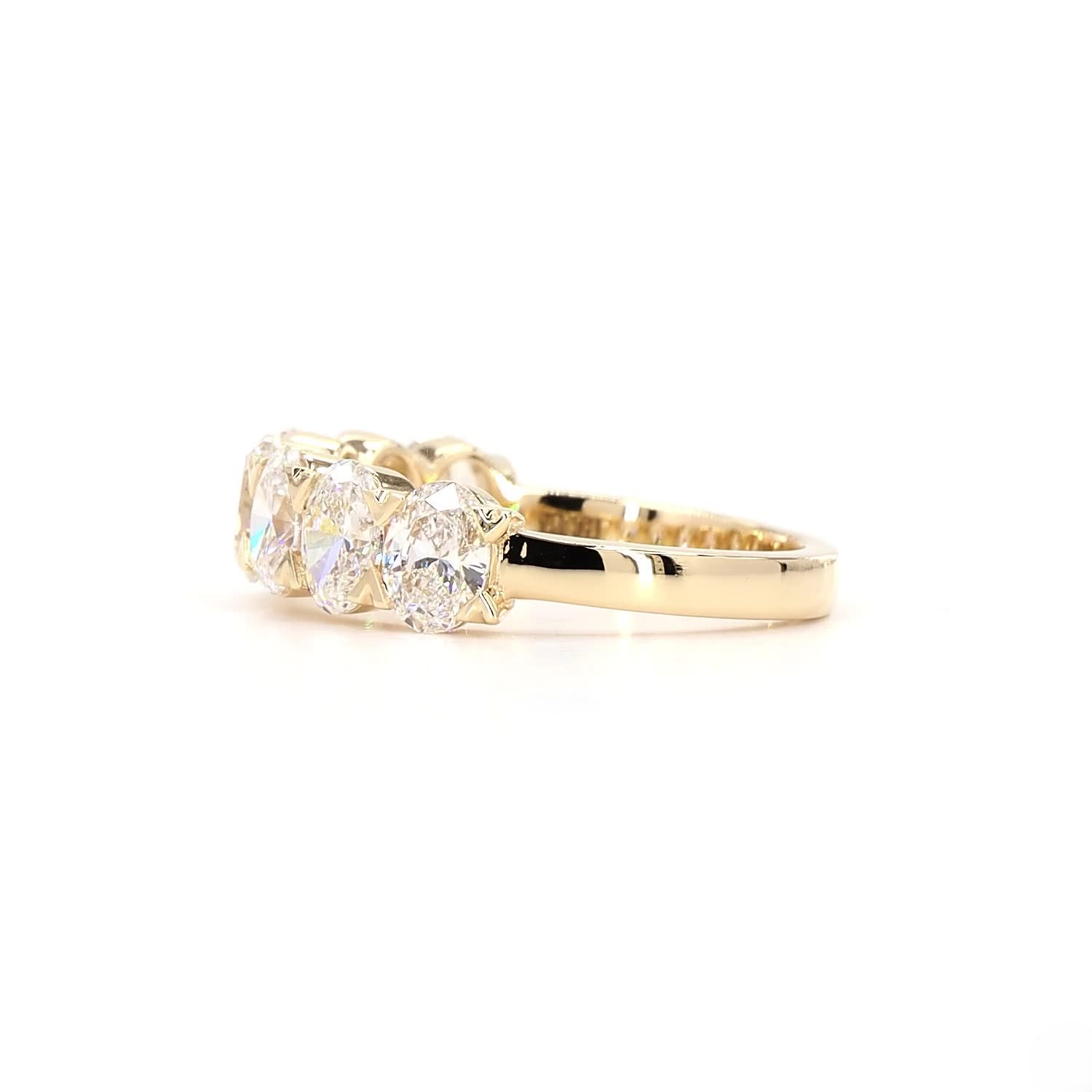 7 Stone Oval Half Eternity Ring In 14K Yellow Gold