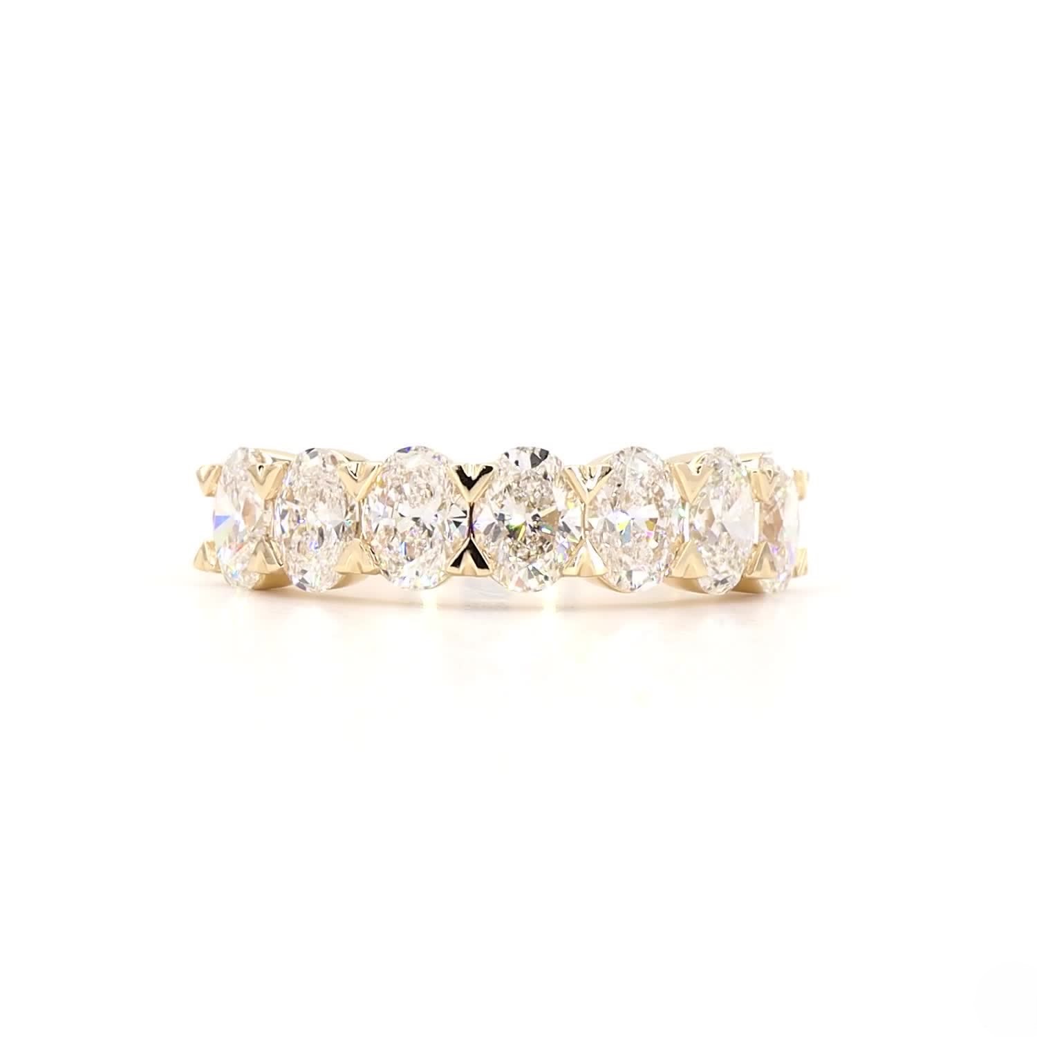 7 Stone Oval Half Eternity Ring In 14K Yellow Gold