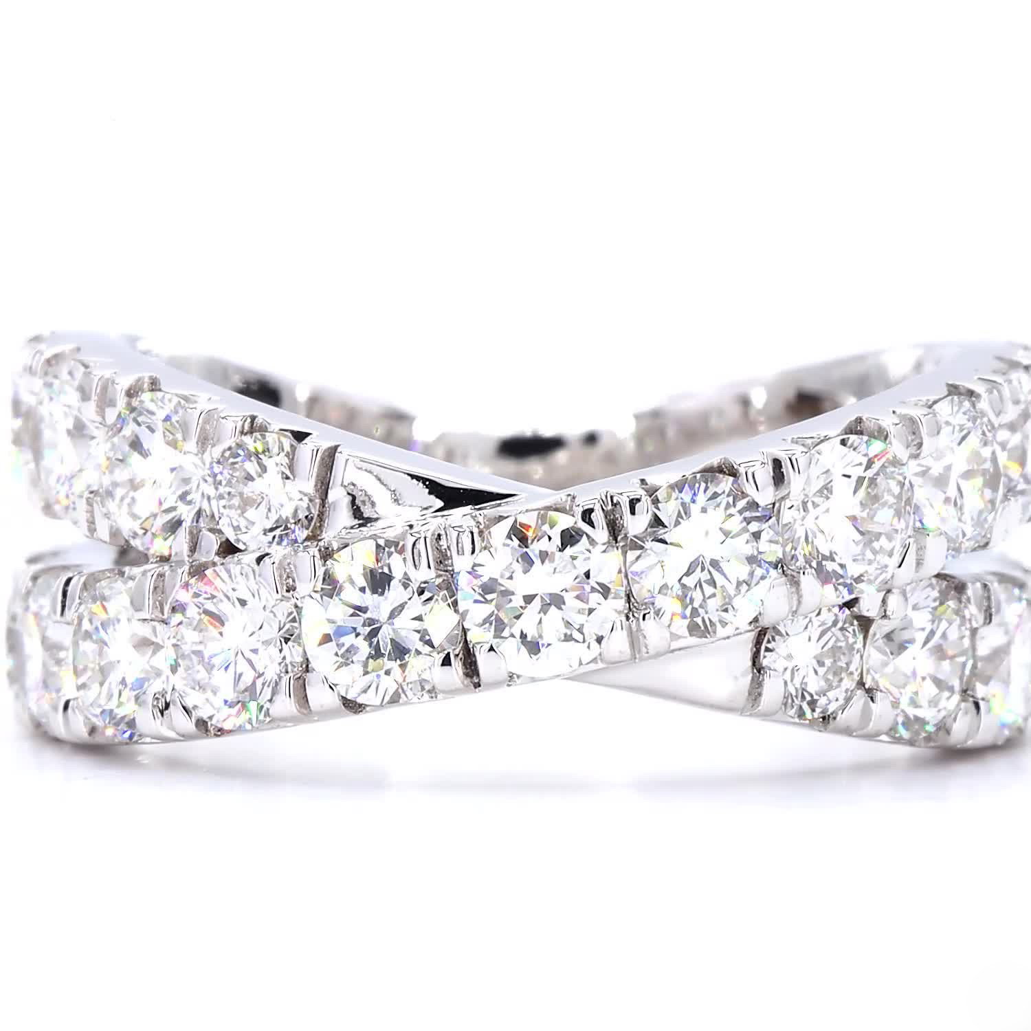Crossover Half Eternity Ring In 14K White Gold